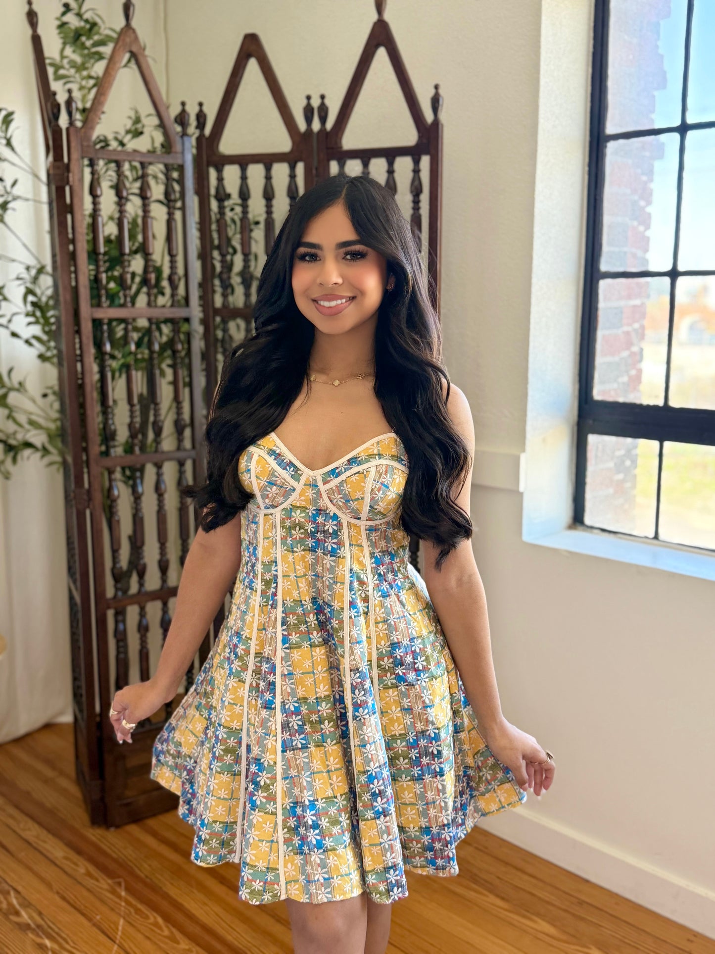 Multi embroidered mini dress