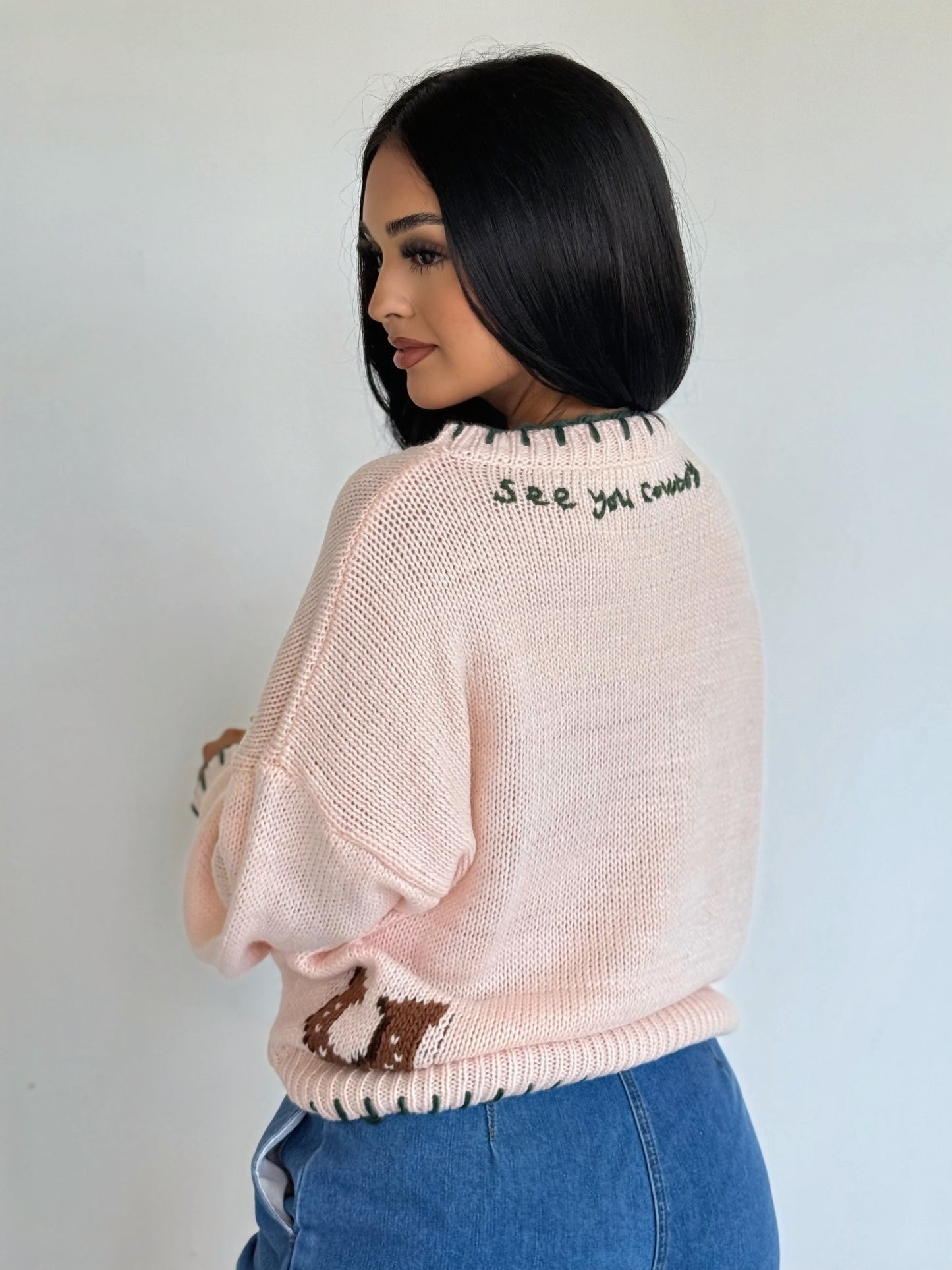 See you cowboy sweater - pink