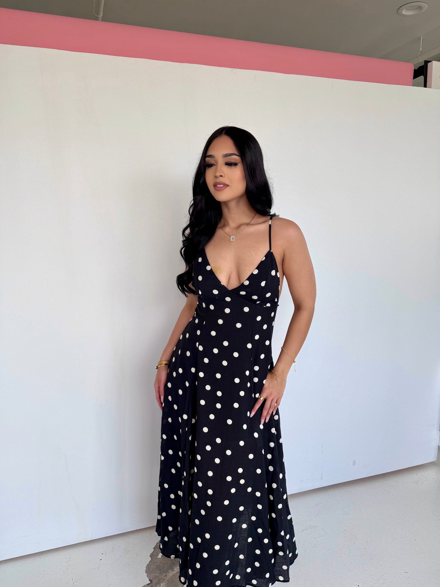 Black ivory pooka dot dress