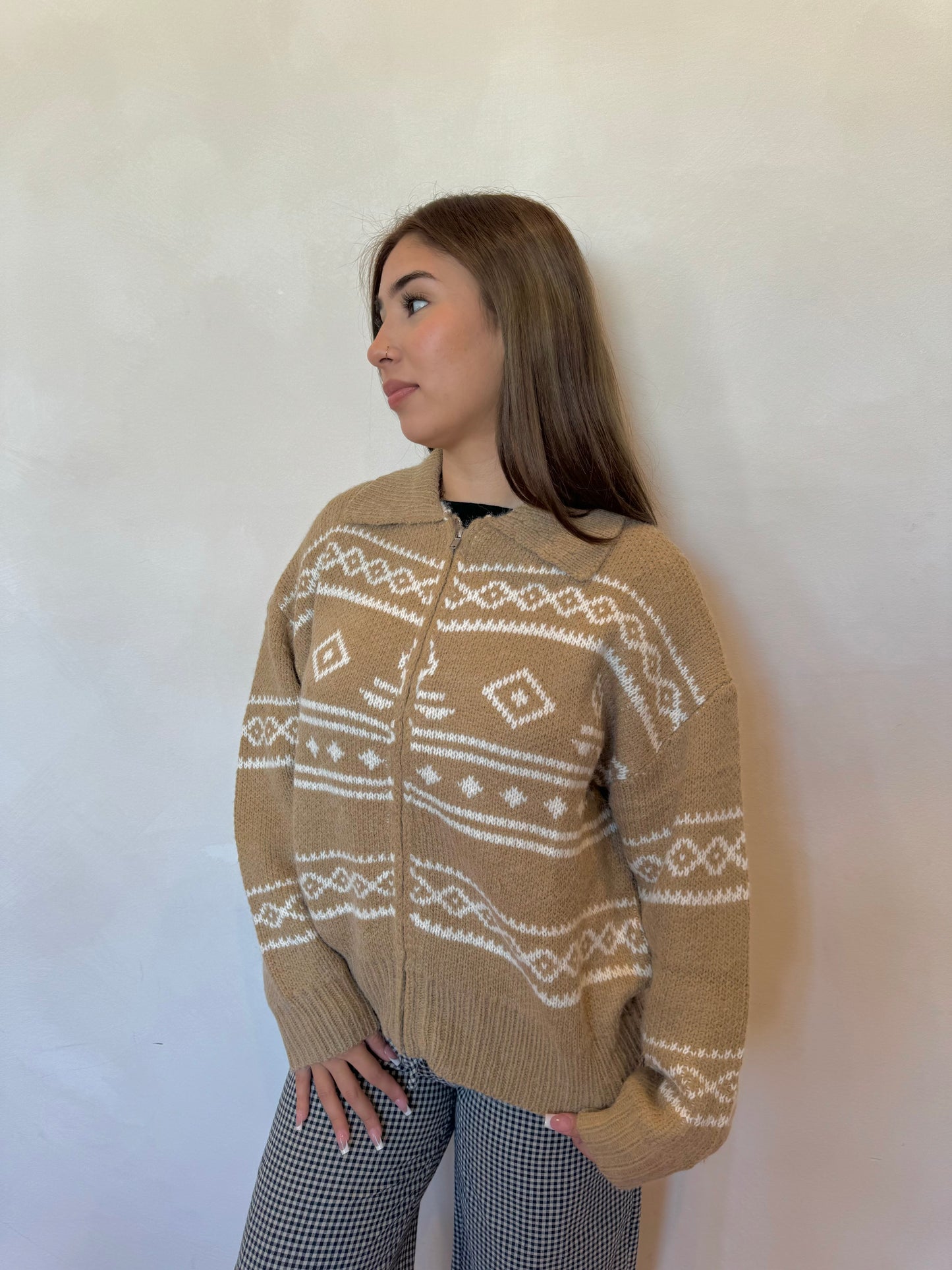 Aztec zip up sweater