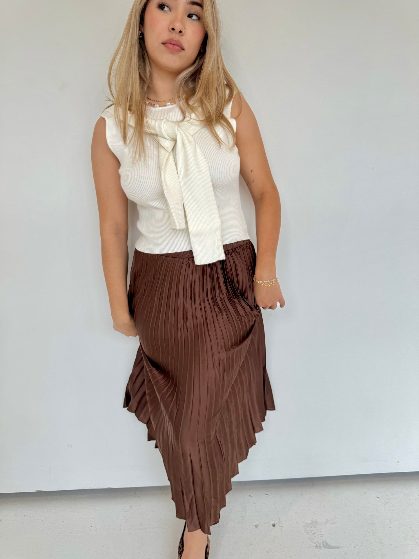 Elenor pleated silk skirt