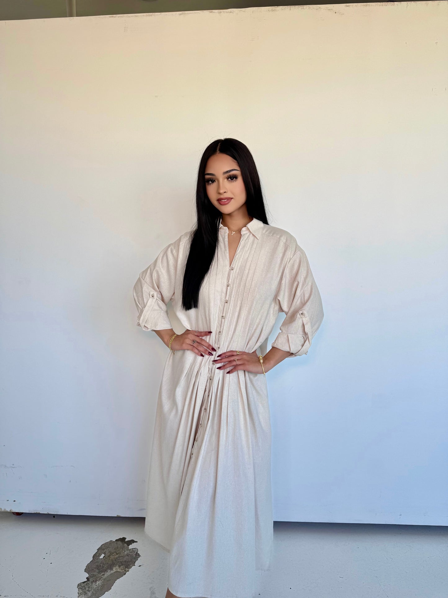 Oatmeal linen dress