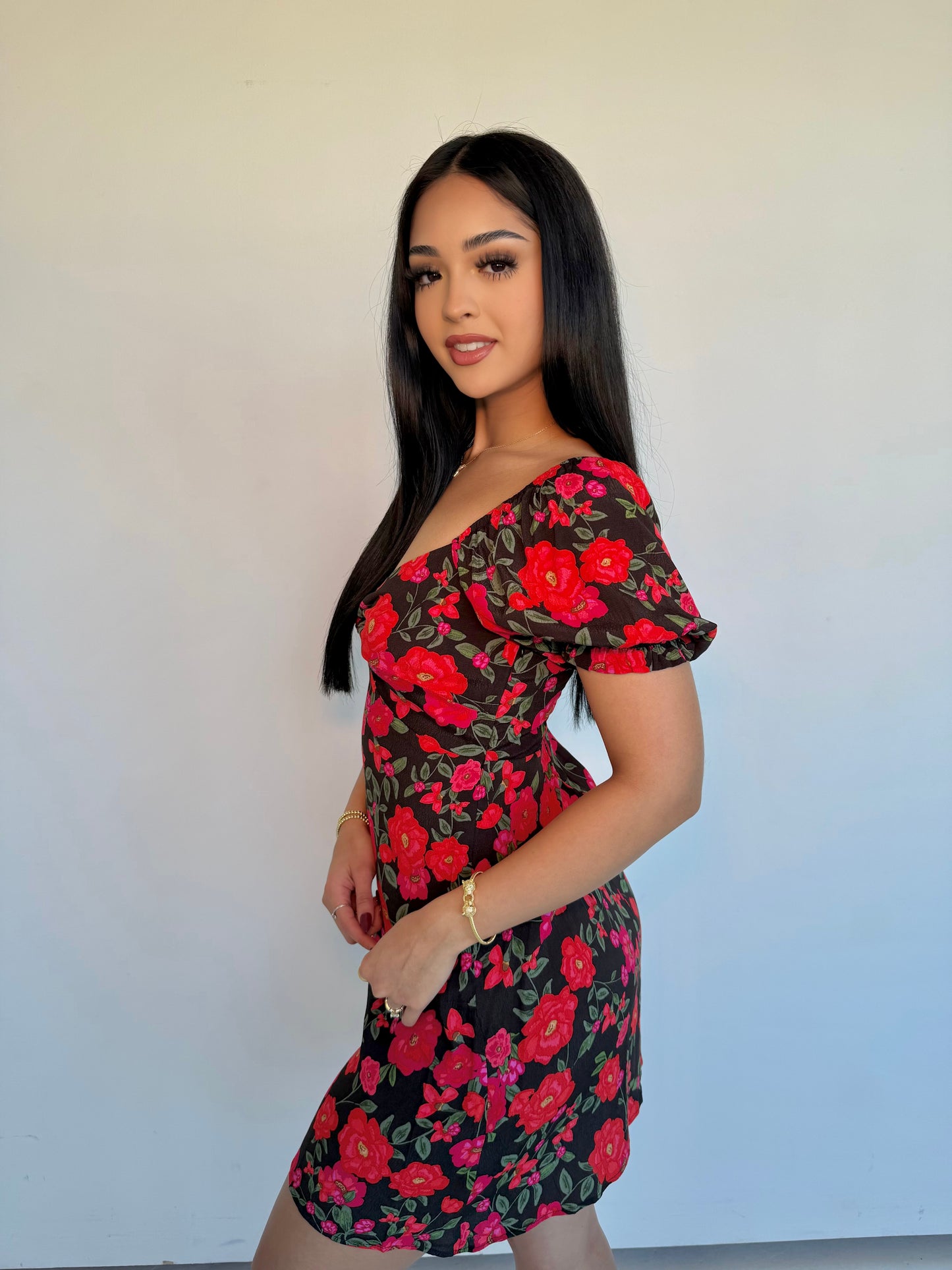Nightfall camellia mini dress