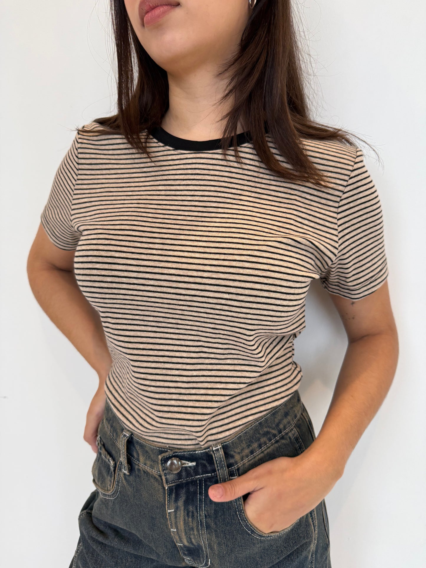 Victorie oat stripe top