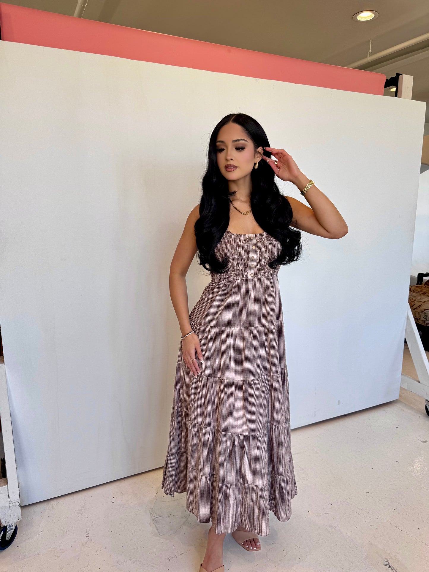 Choco cream midi dress