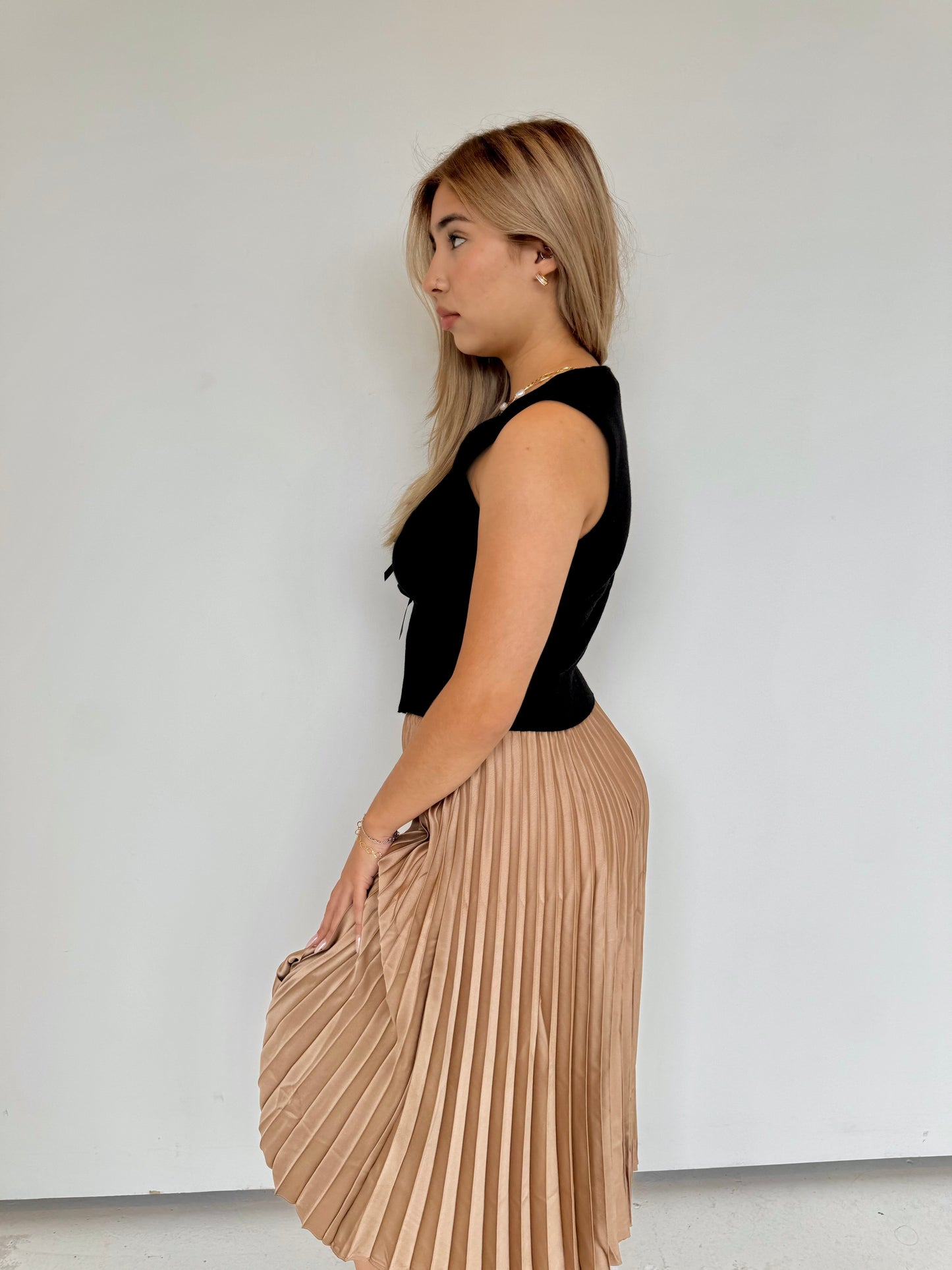 Elenor pleated silk skirt