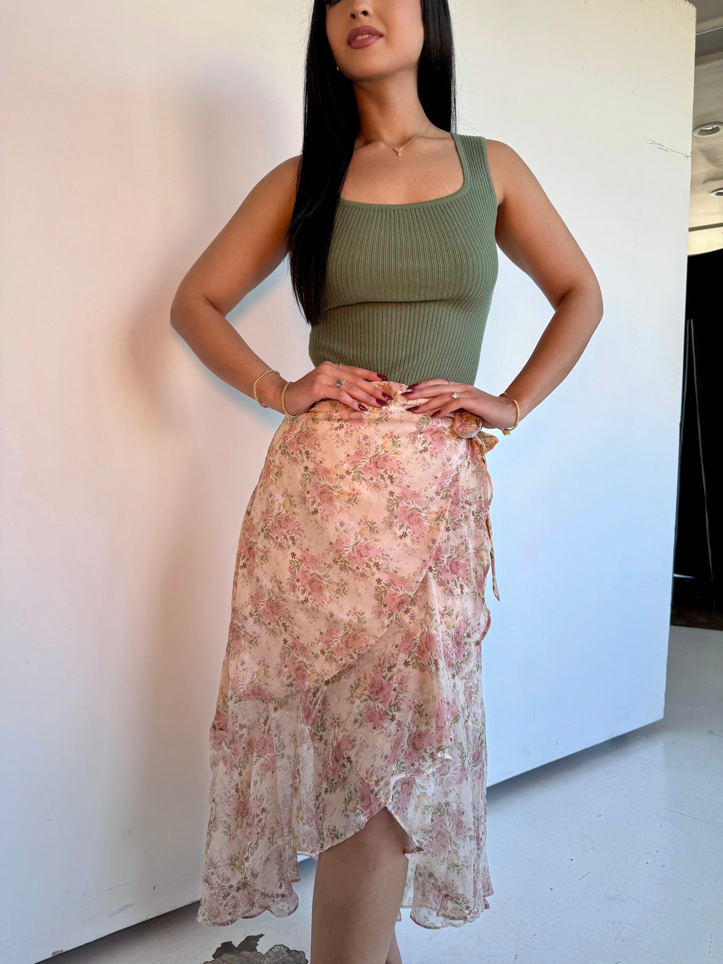 Blush asymmetrical skirt