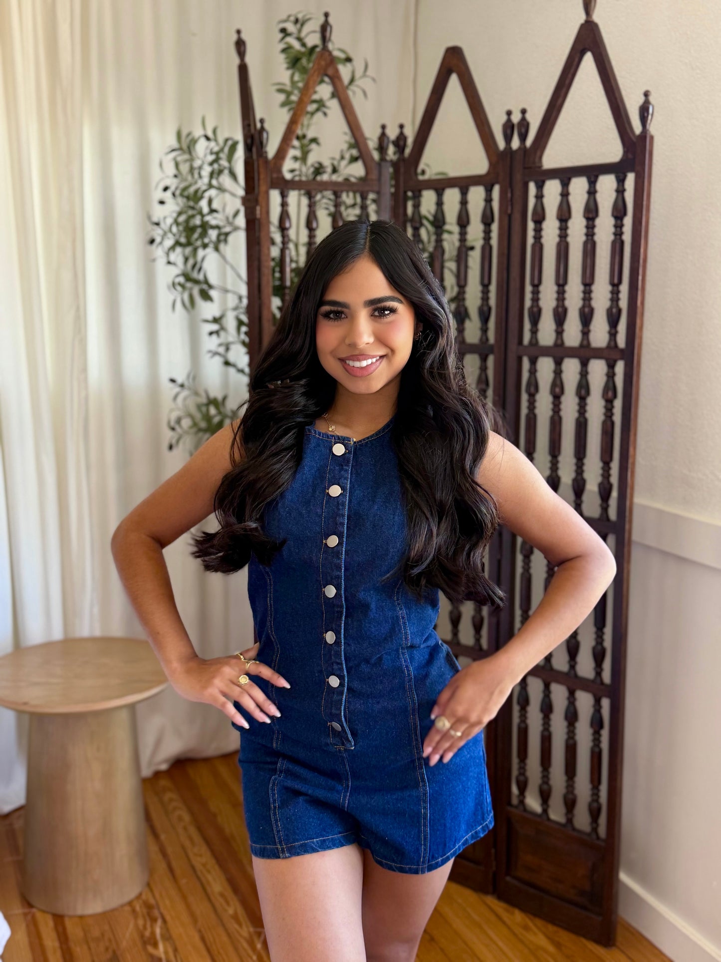 Miranda round neck denim romper