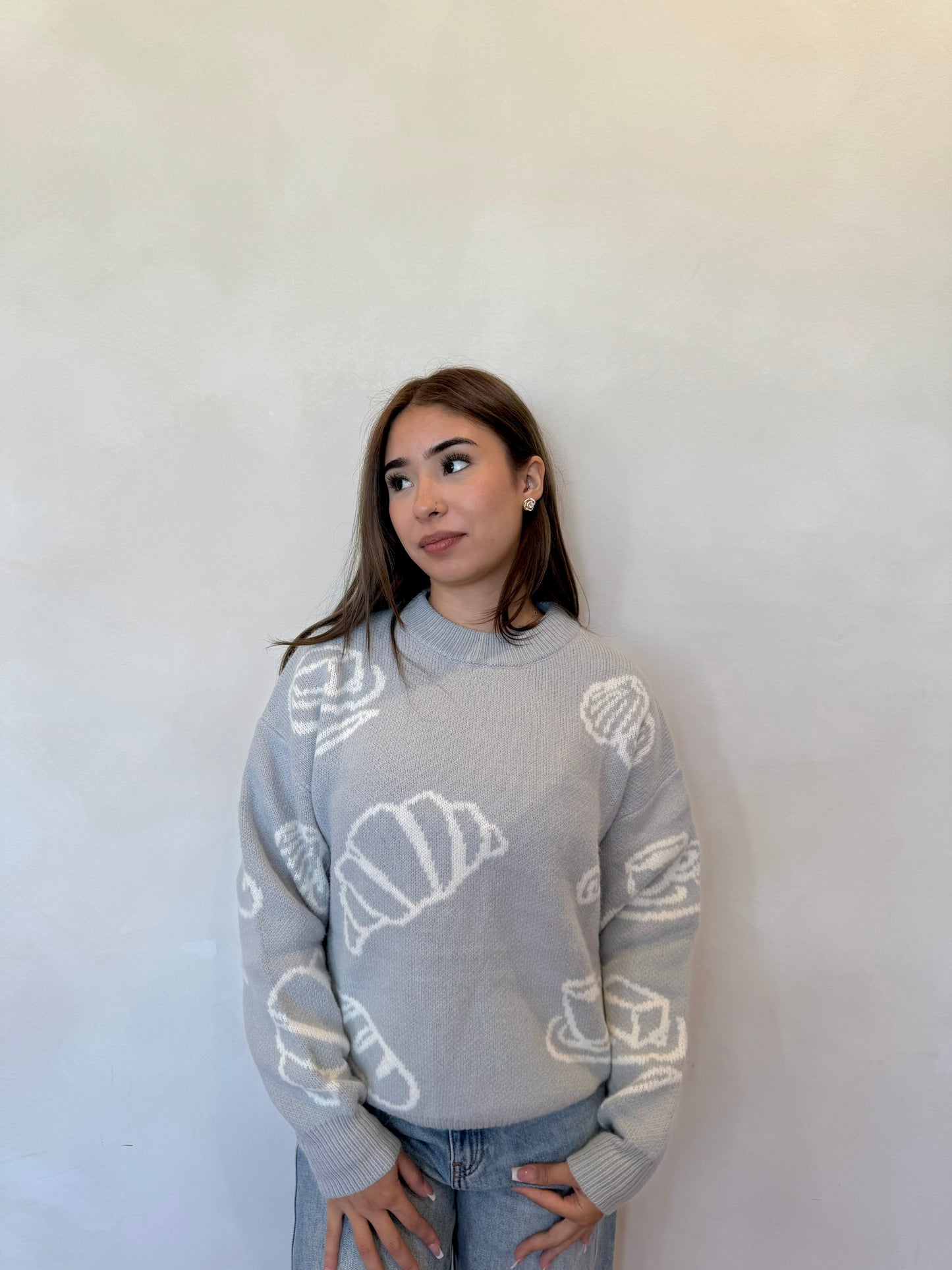 Croissant blue sweater