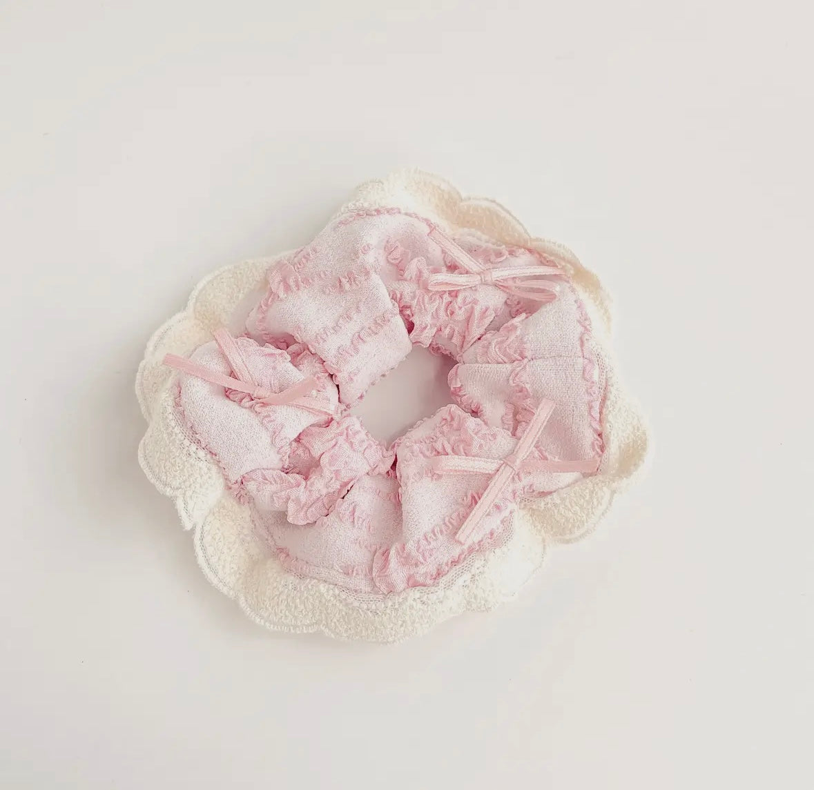 pink cream lace mega scrunchies