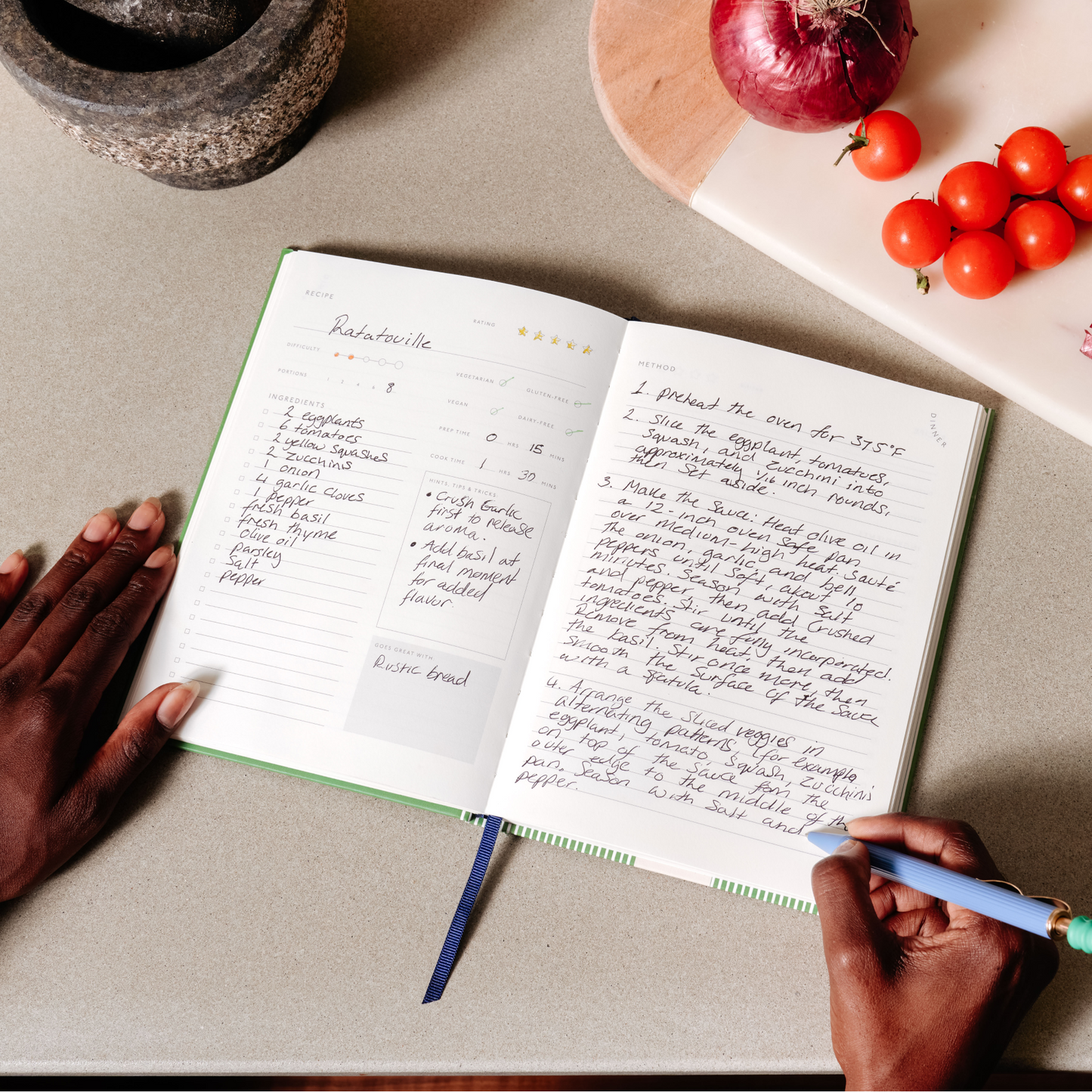 Guided Recipe Journal, A5 Hardcover - Al Fresco