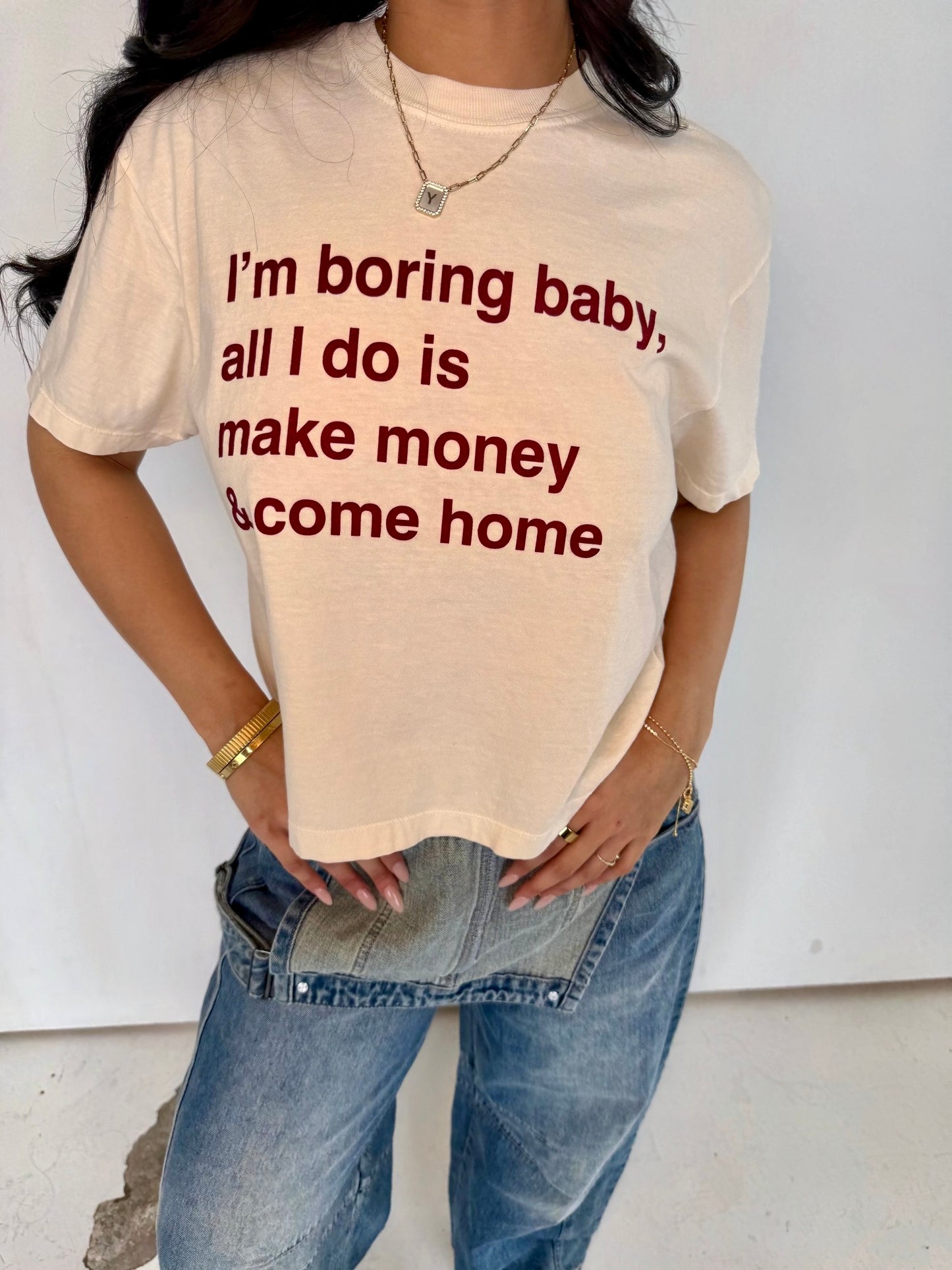 I’m boring baby tee