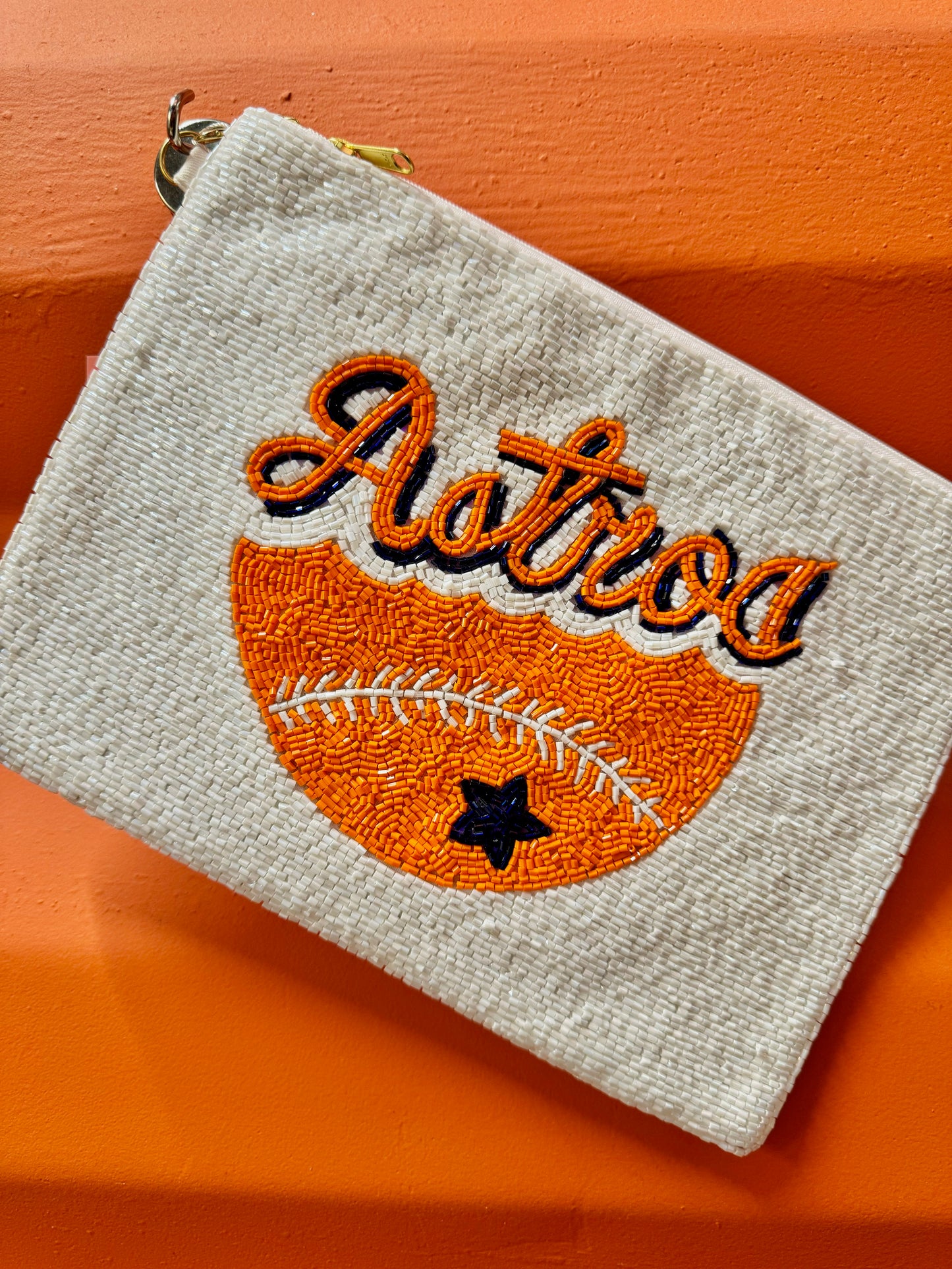 astros cursive beaded bag