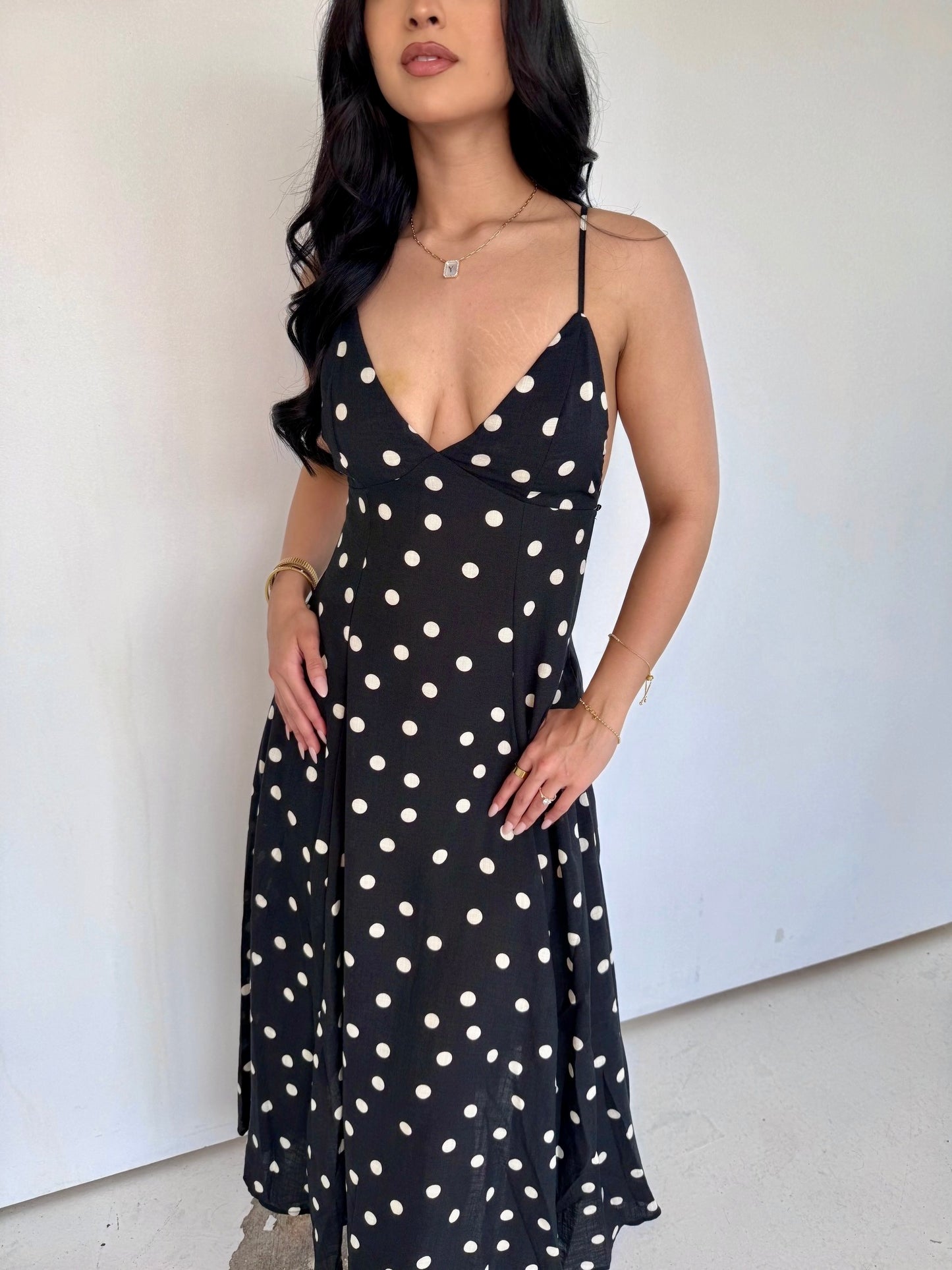 Black ivory pooka dot dress