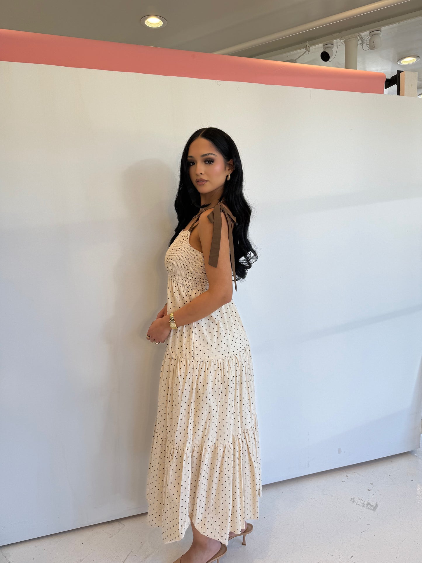 Sand choco midi dress