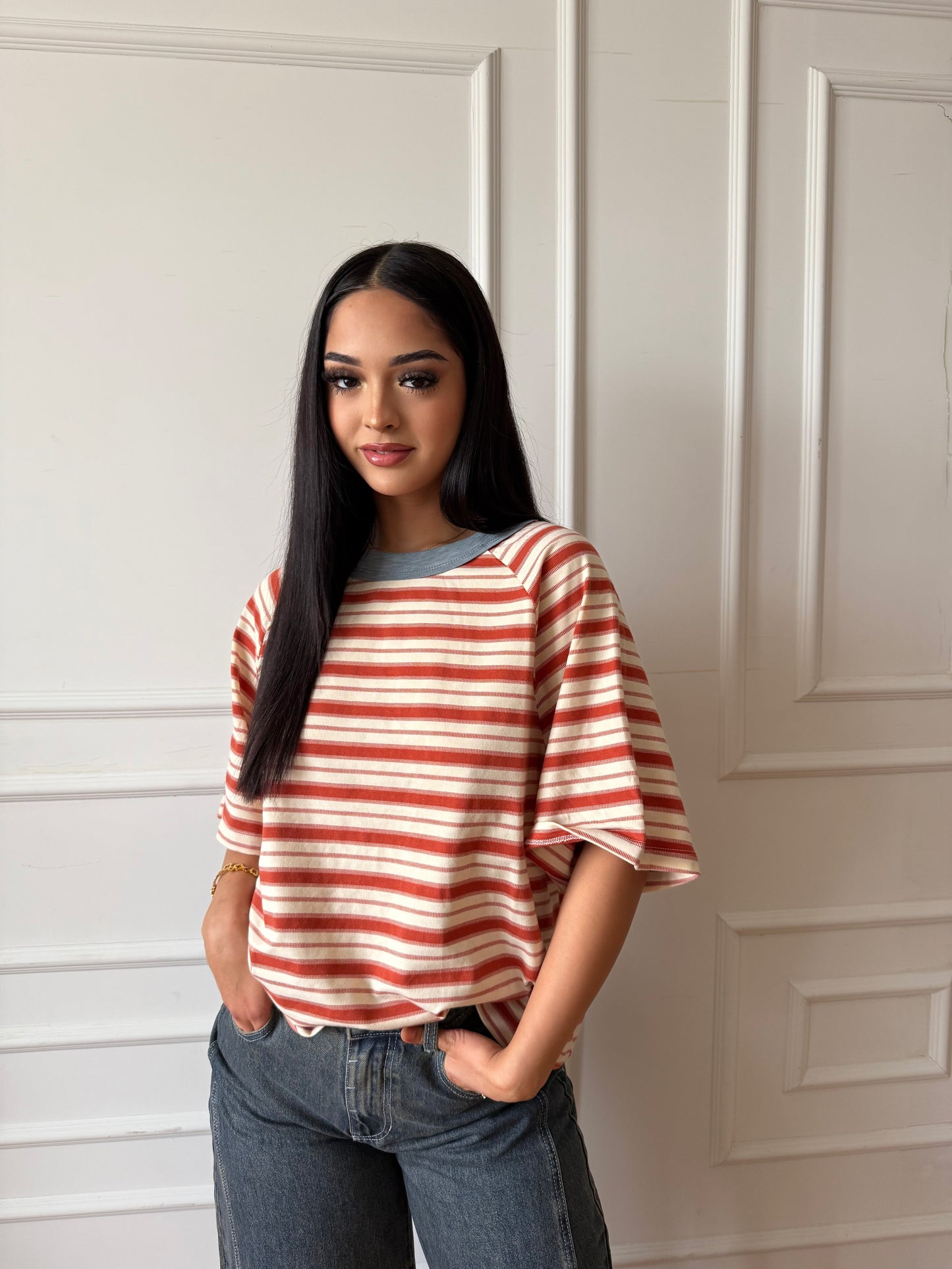 Anna brick stripe tee