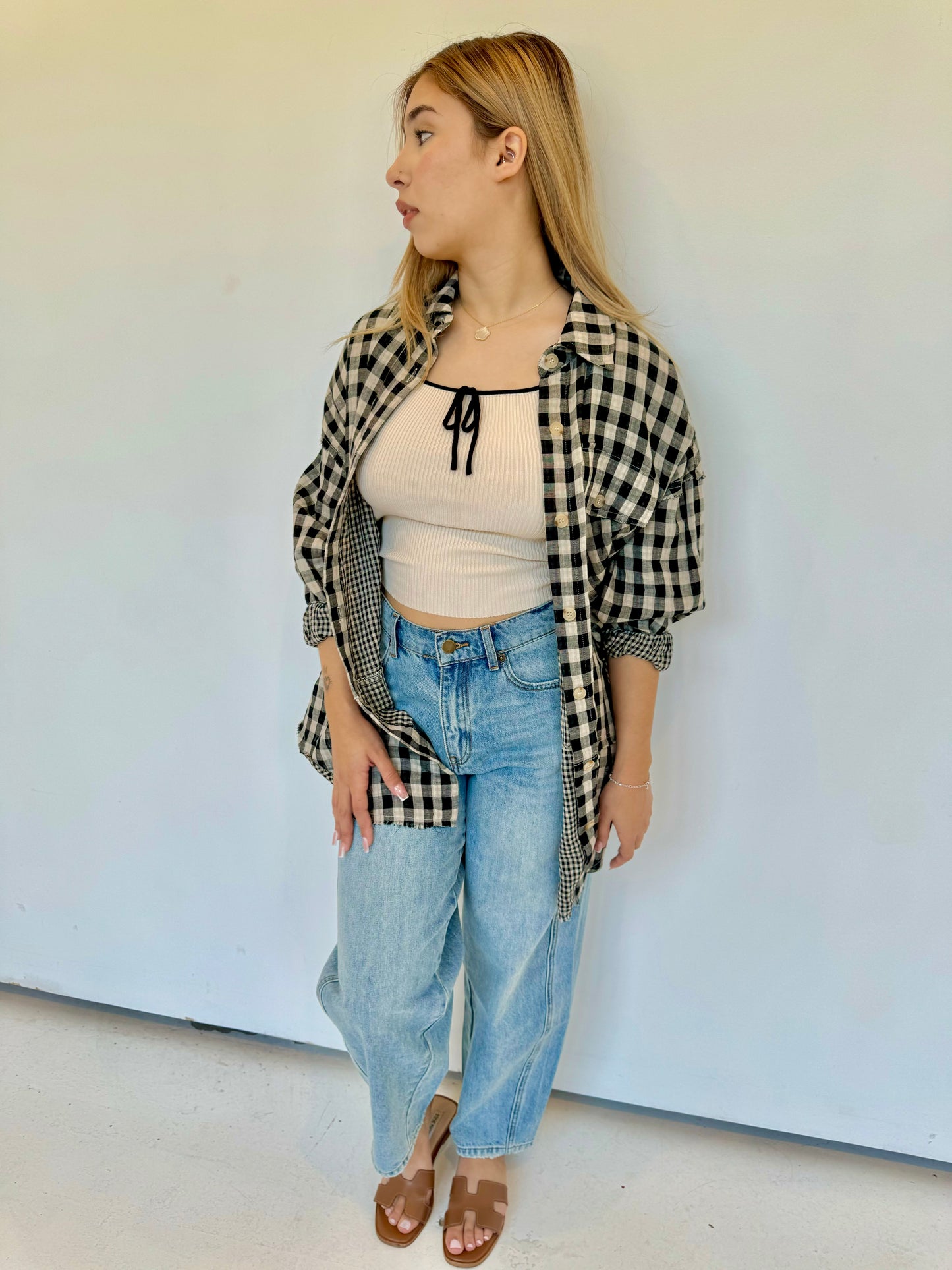 Barrel denim pants