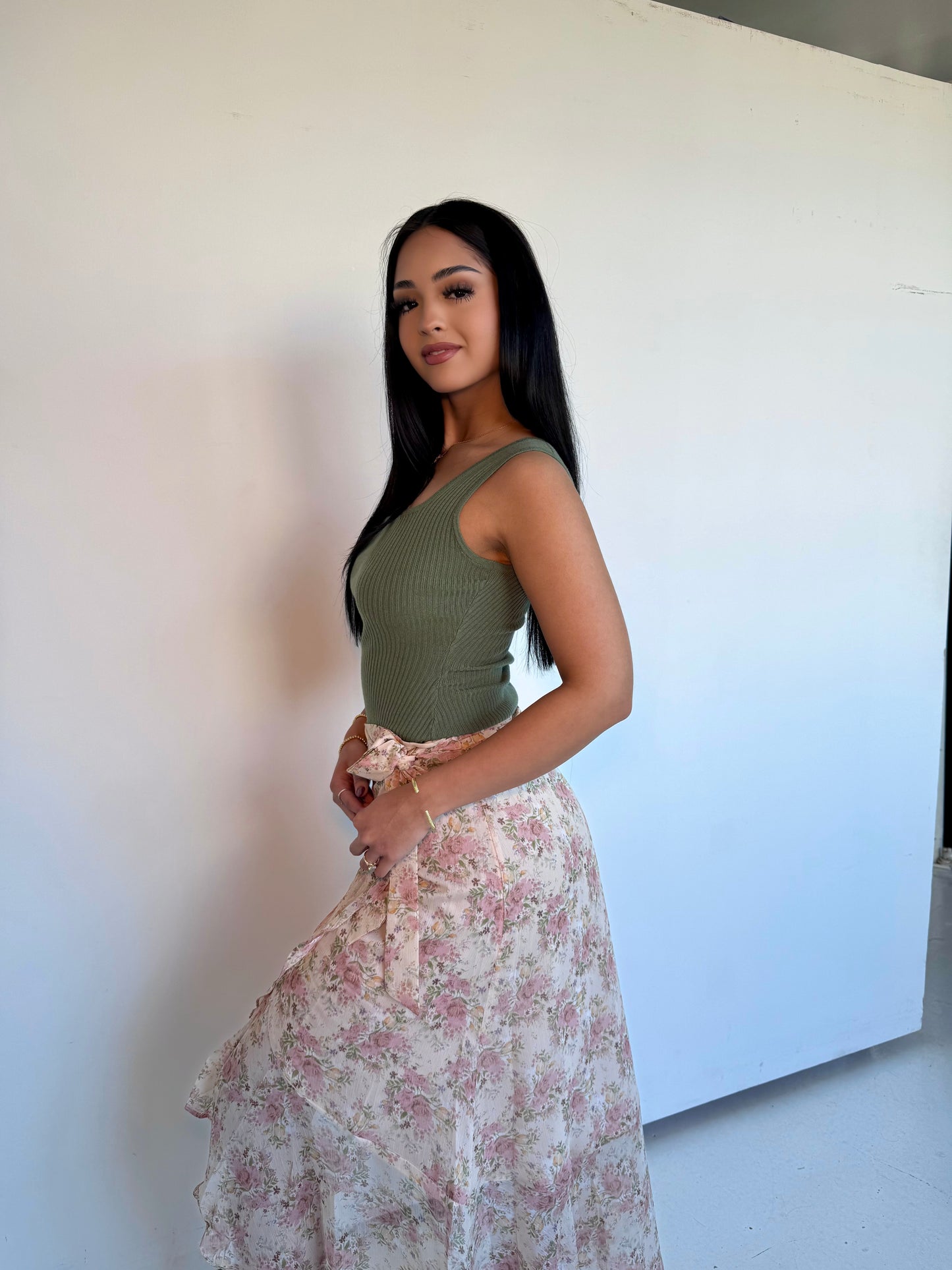 Blush asymmetrical skirt