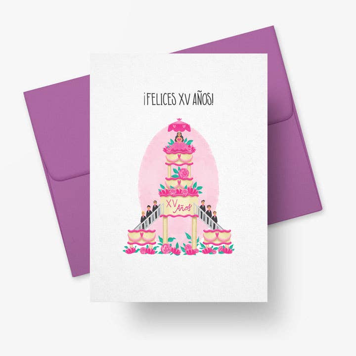 Colorful Quinceanera Spanish Greeting Card