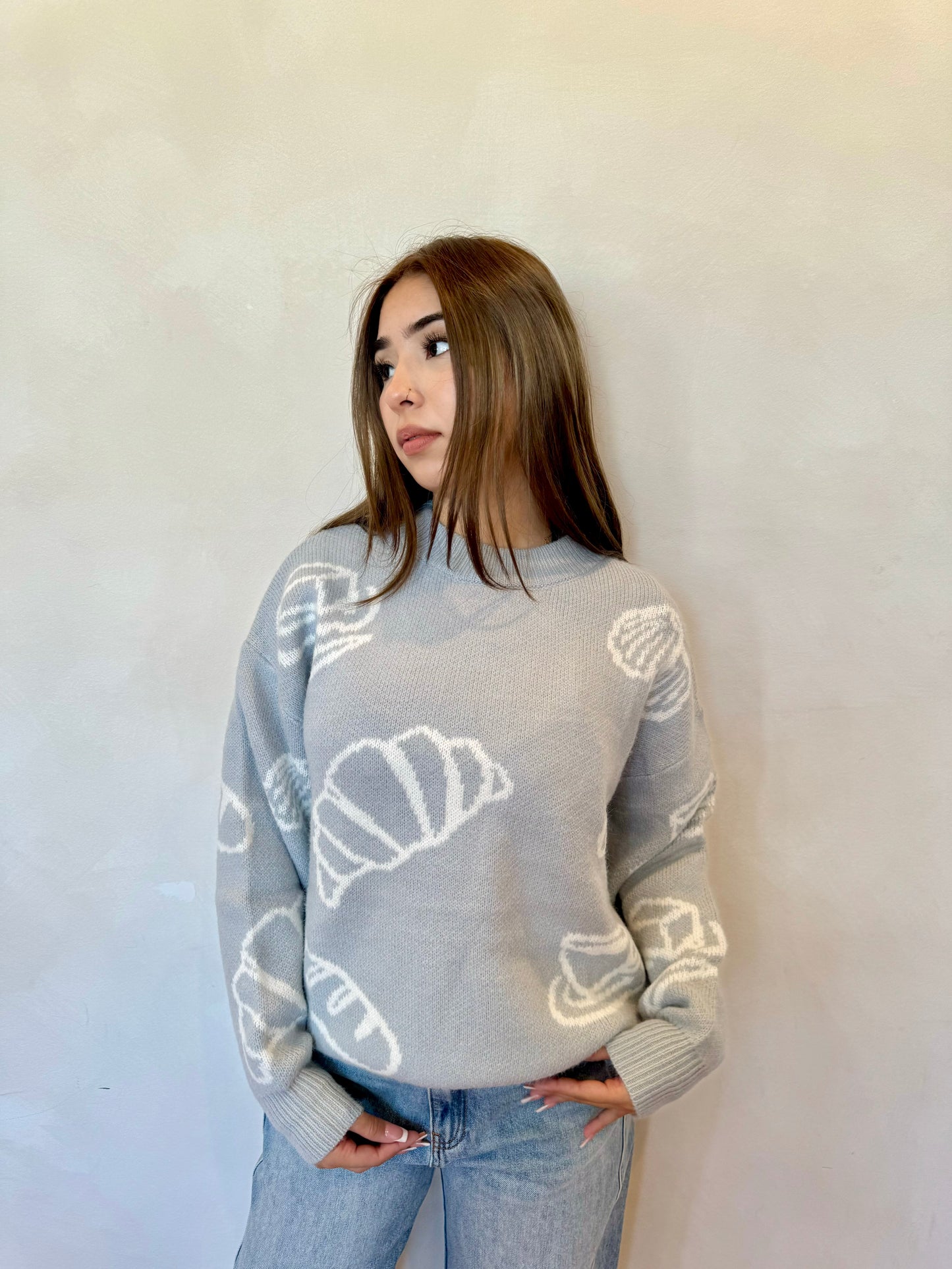 Croissant blue sweater