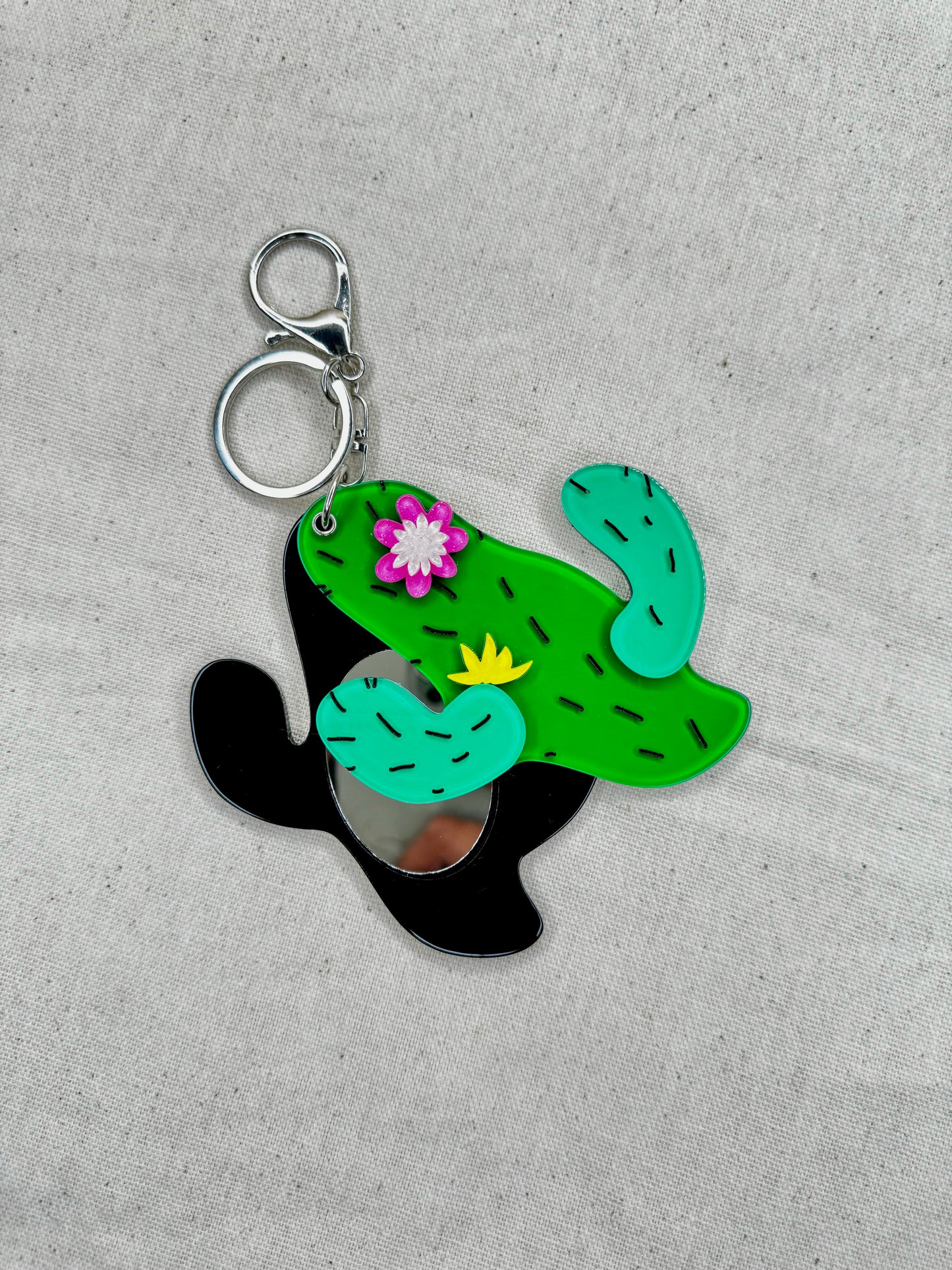 cactus mirror keychain