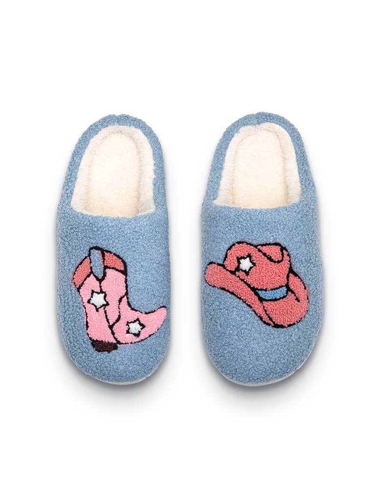 Western Cowgirl Blue slippers
