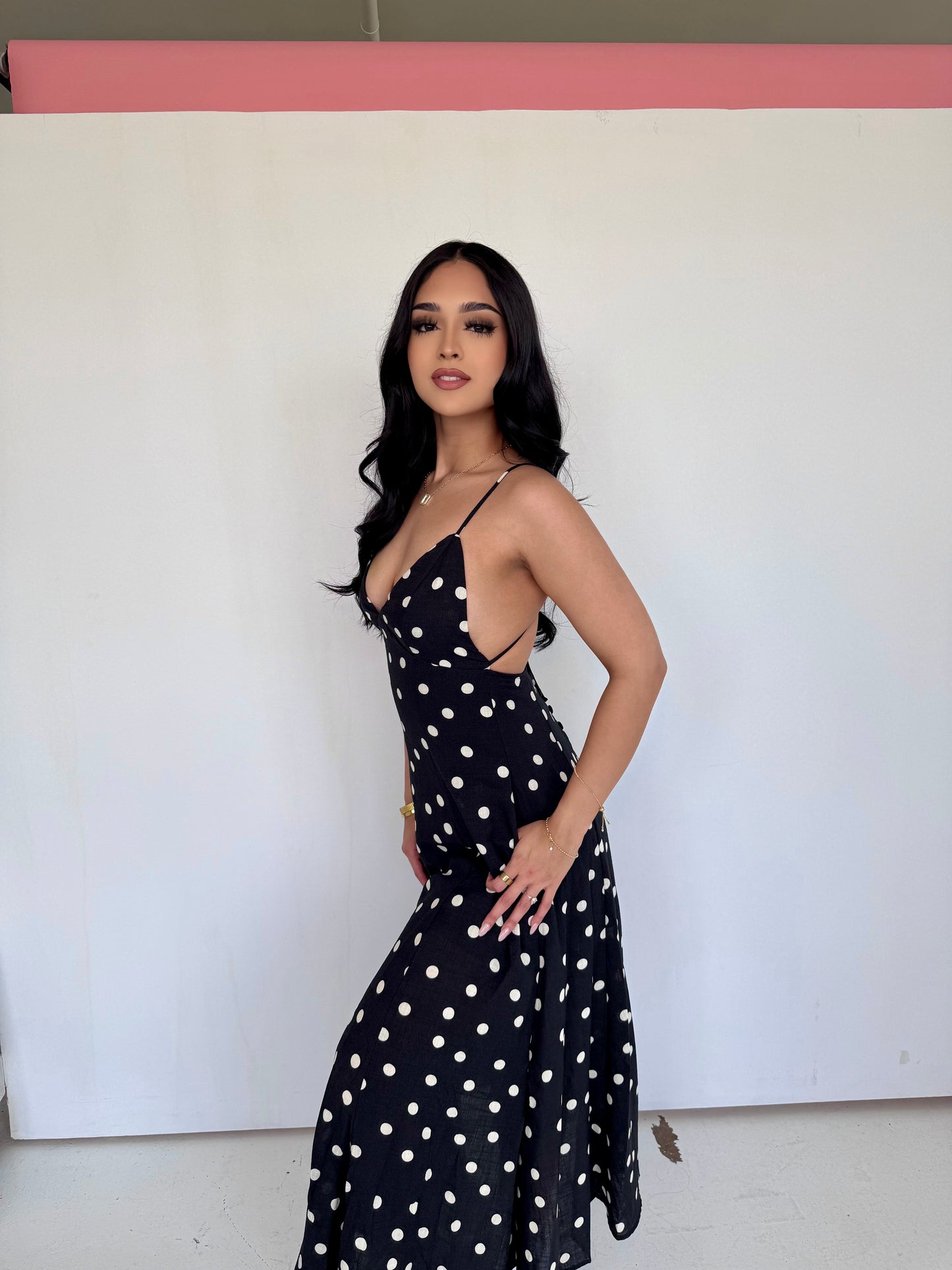 Black ivory pooka dot dress