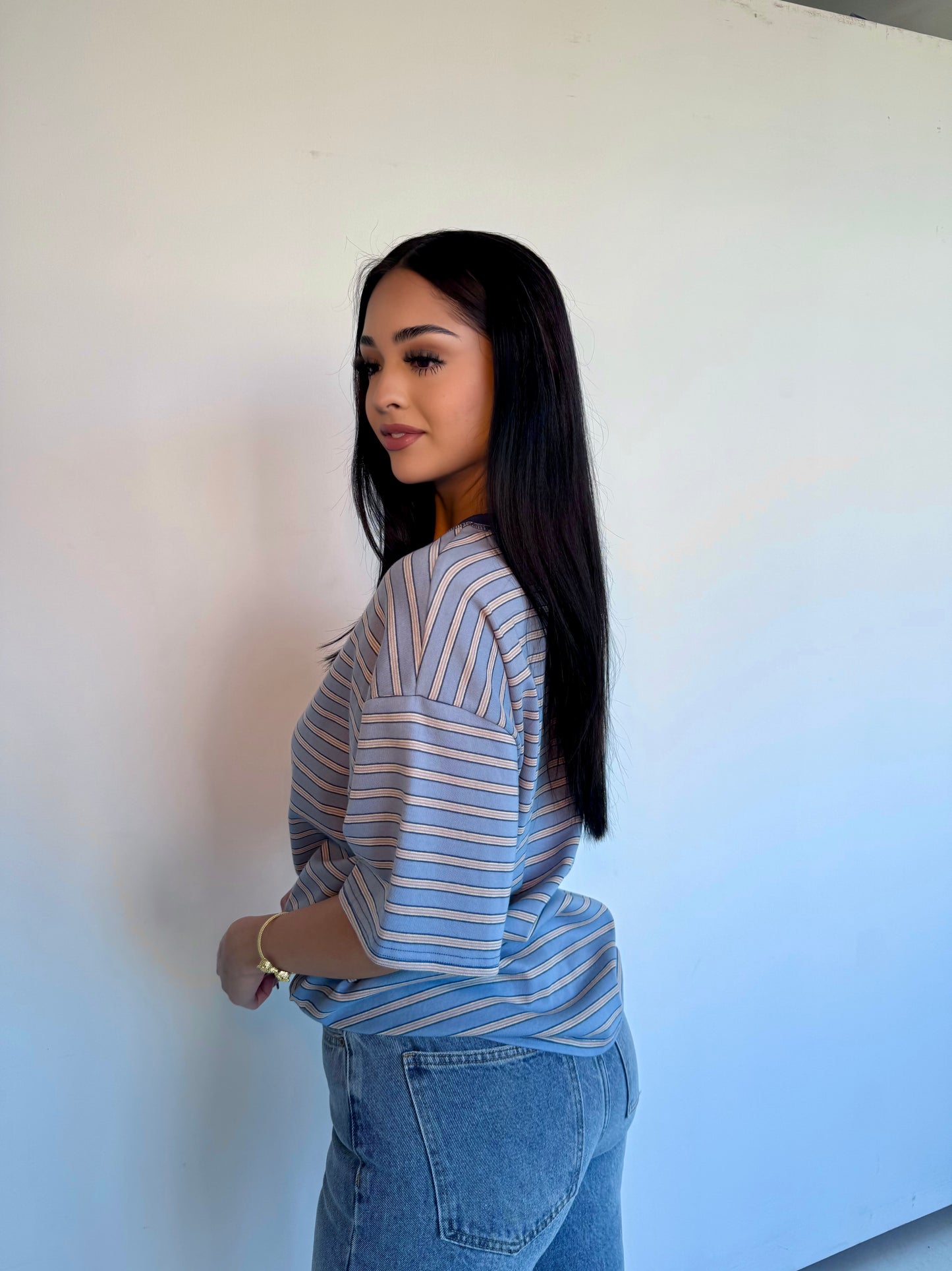 Strangers blue striped top