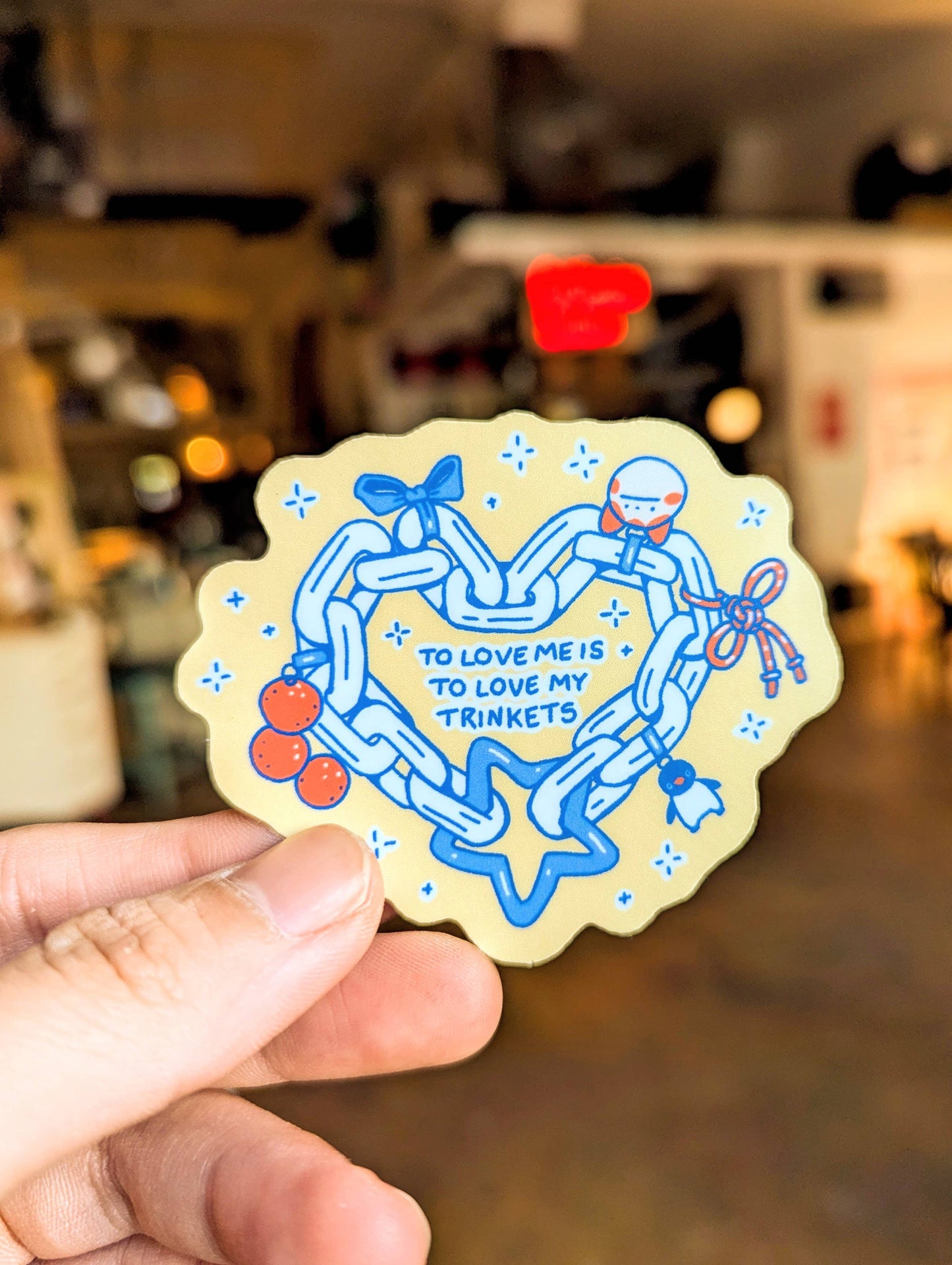“To Love Me Is to Love My Trinkets” Sticker – Cute Aesthetic