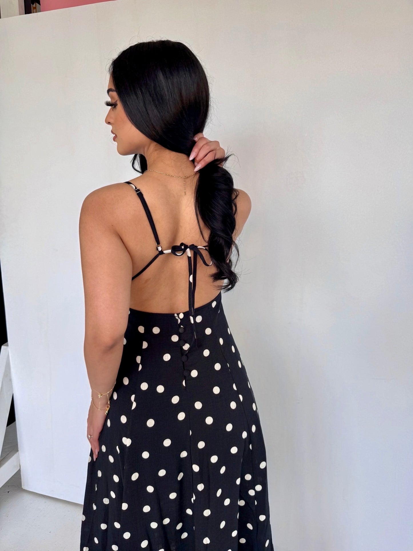 Black ivory pooka dot dress