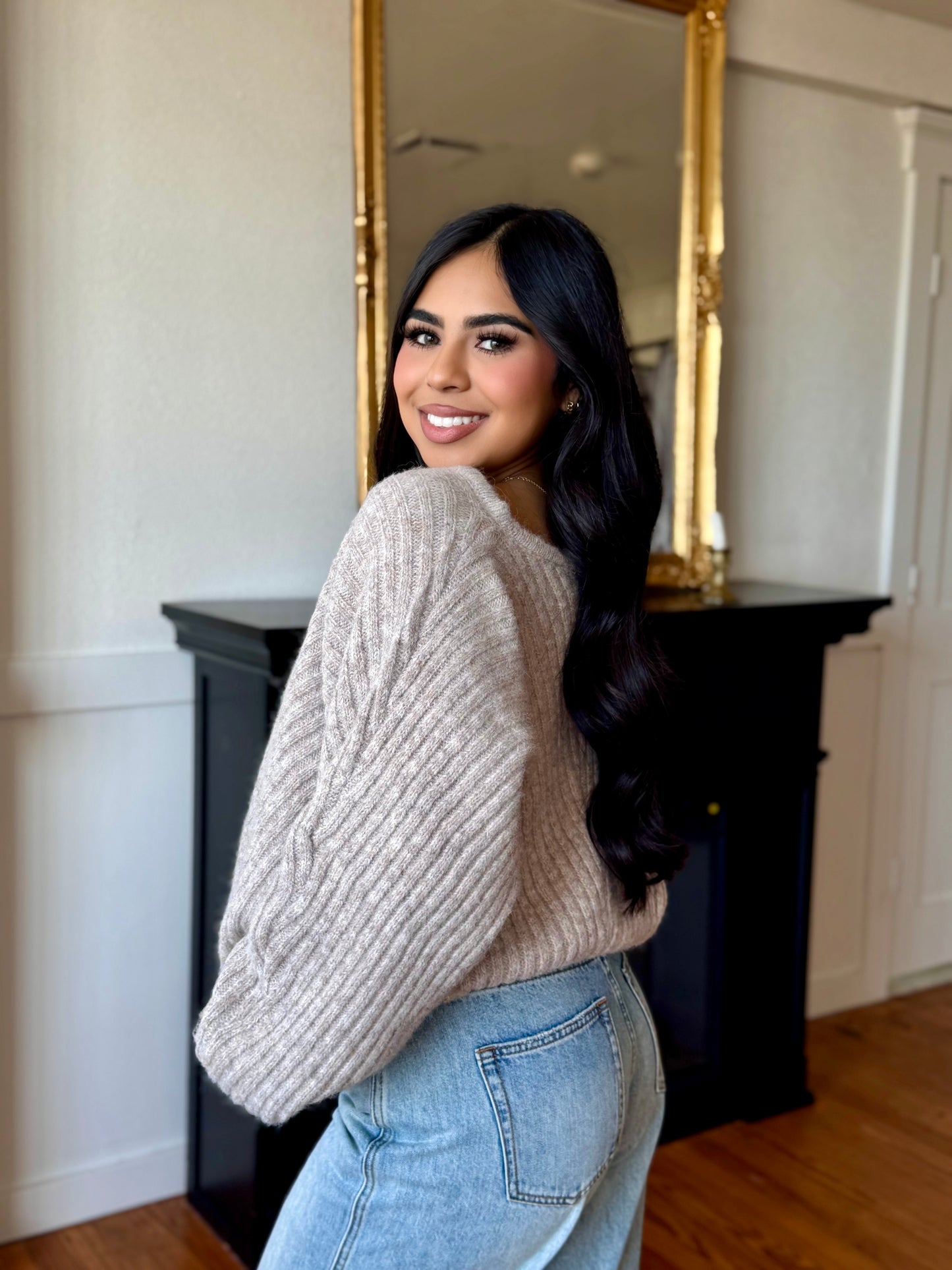 luzma light taupe sweater