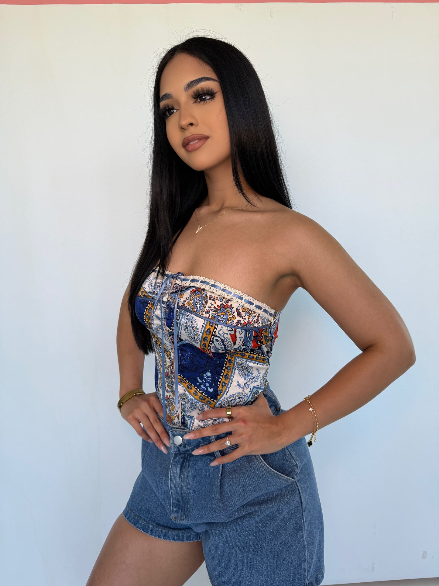 Blue bandana top