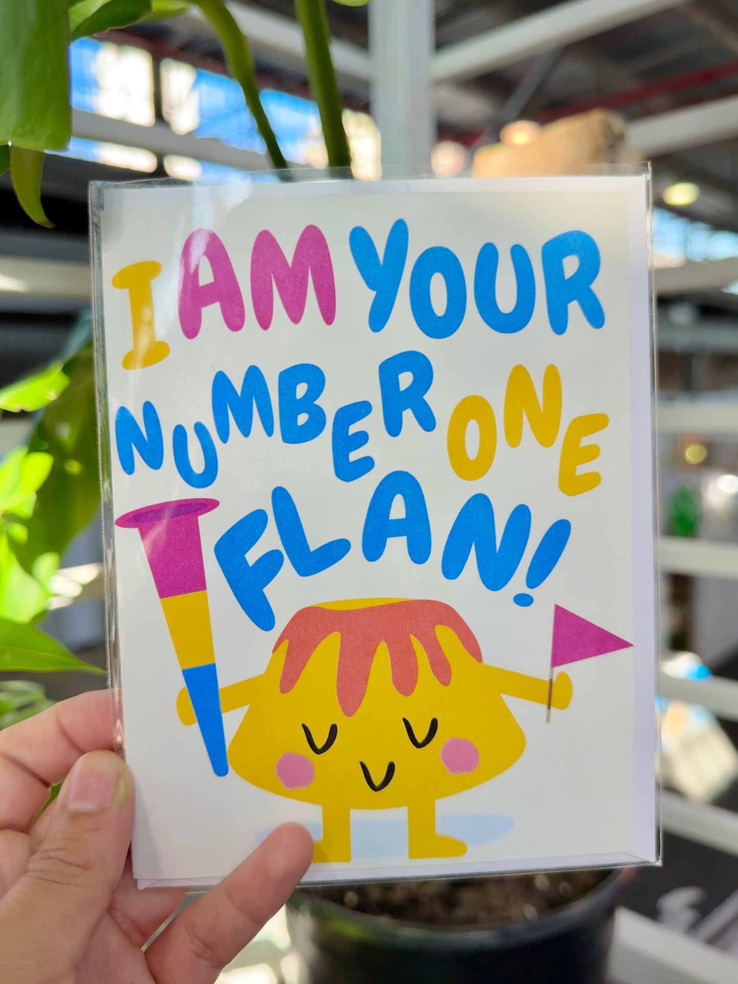 number one flan greeting card