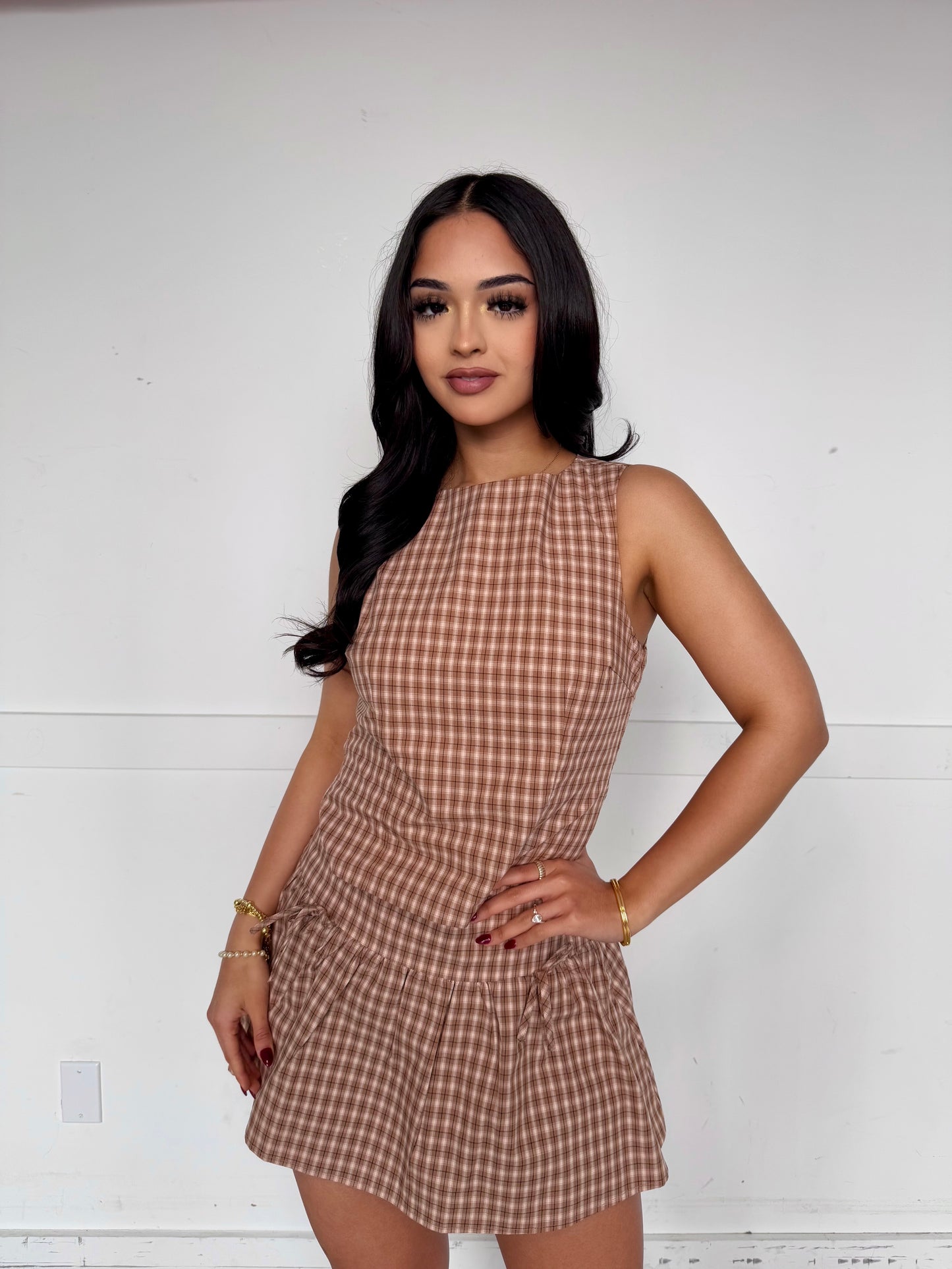 Luna sleeveless check top