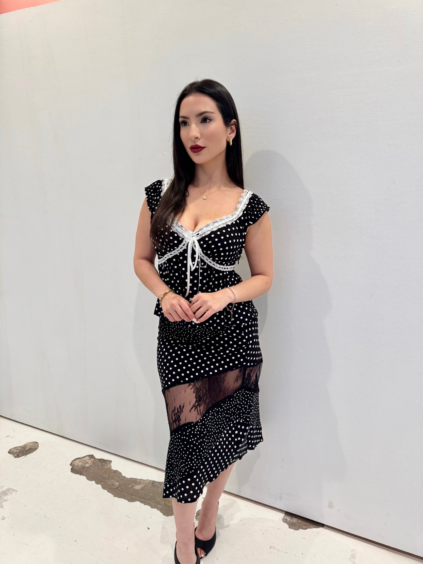 Polka dot black skirt