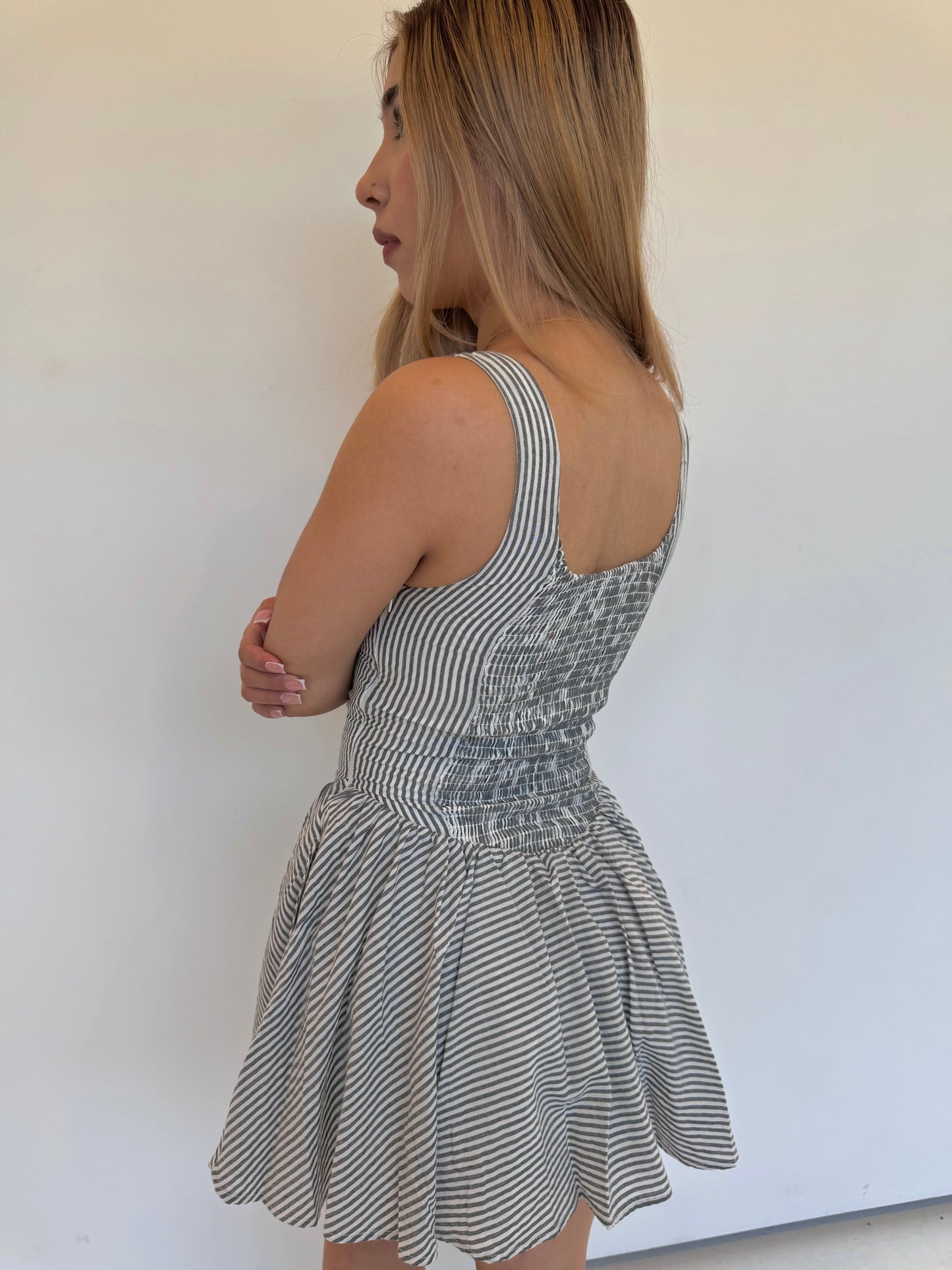 Selene stripe mini dress