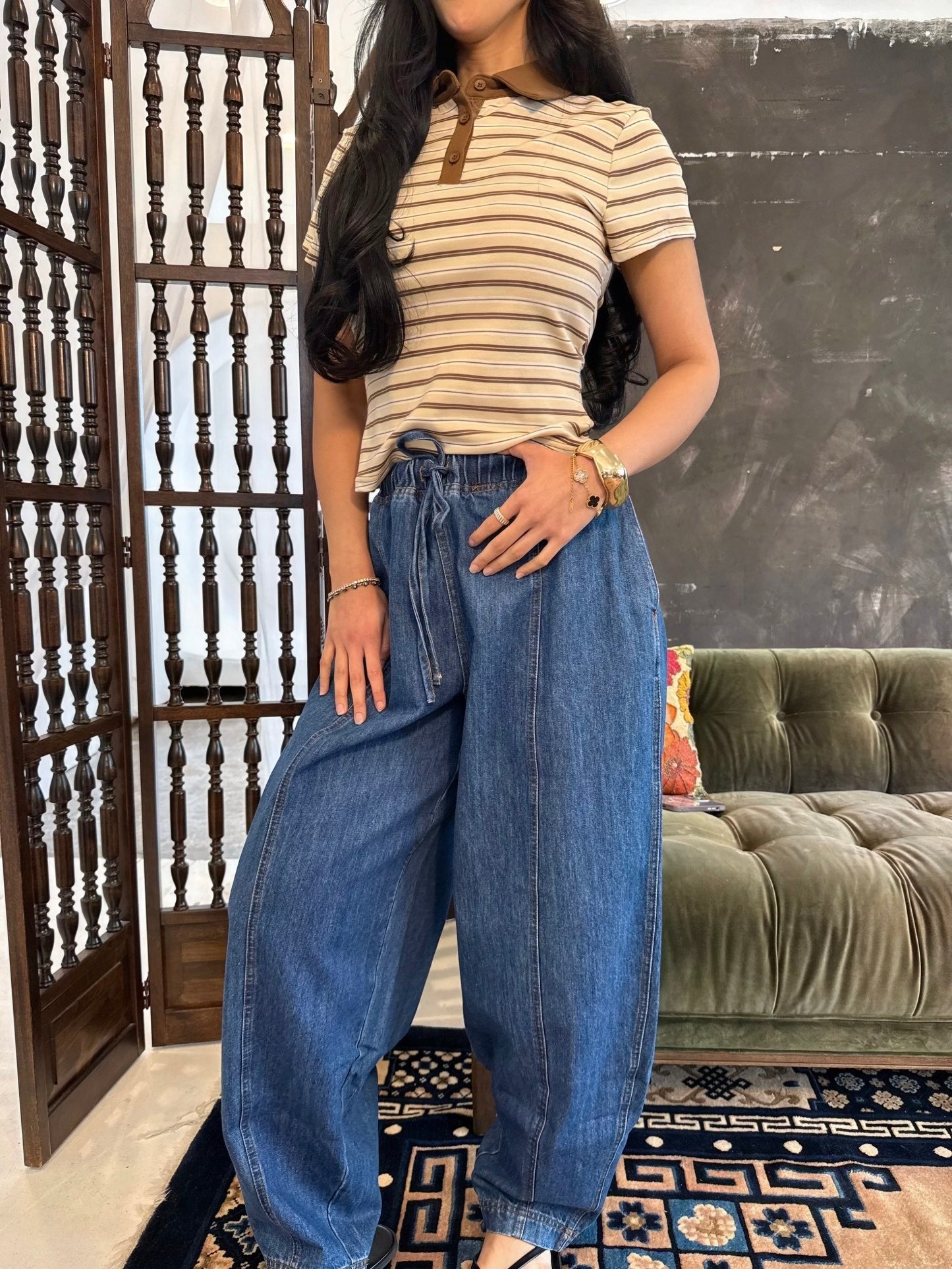 Índigo denim pants