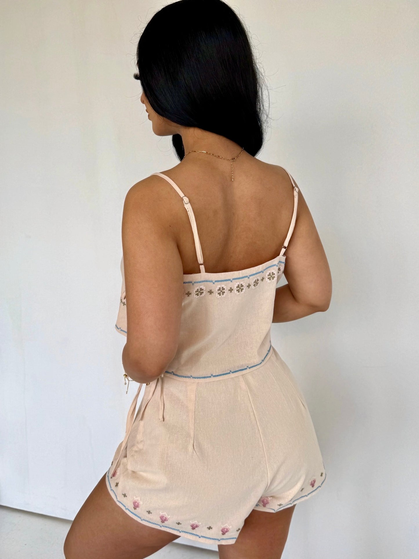 Enamorada embroidered crop top