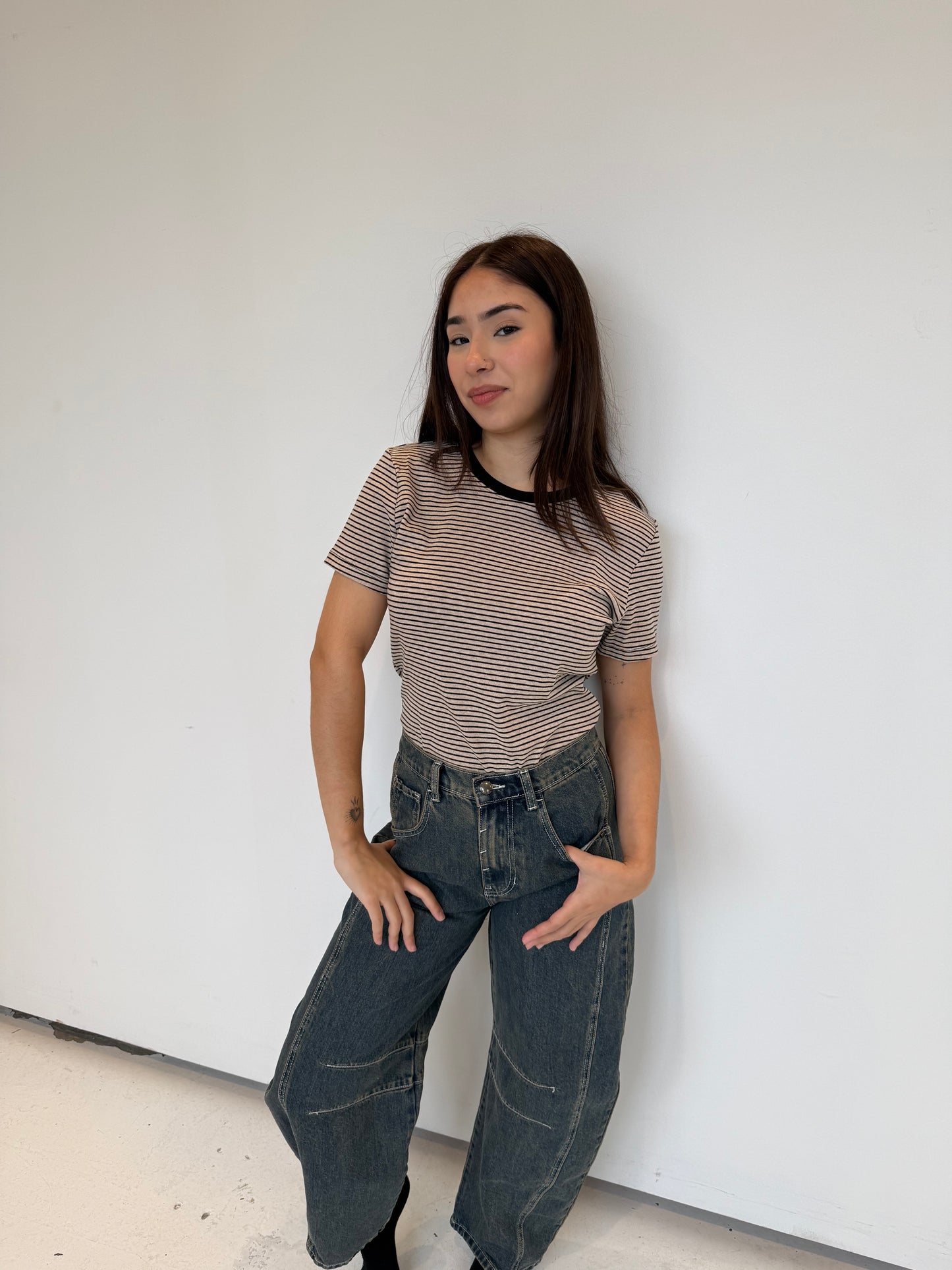 Victorie oat stripe top