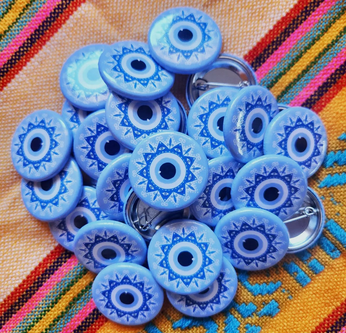 evil eye button pin