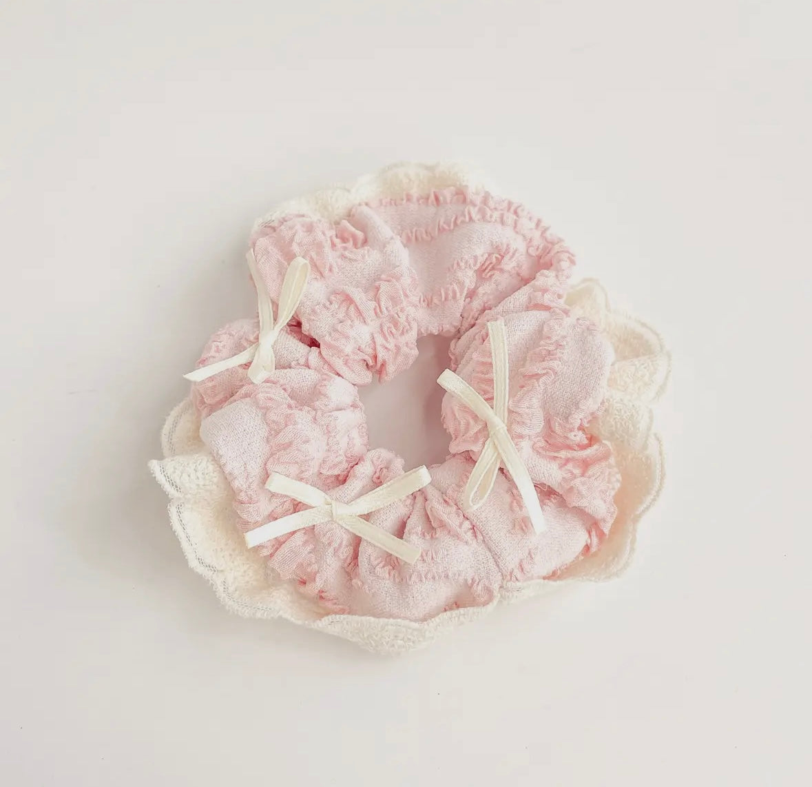pink cream lace mega scrunchies