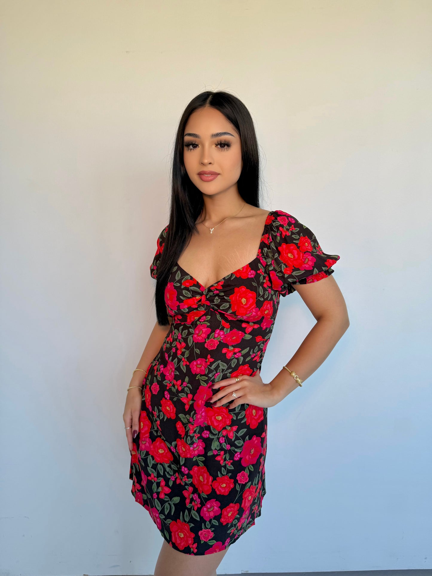 Nightfall camellia mini dress