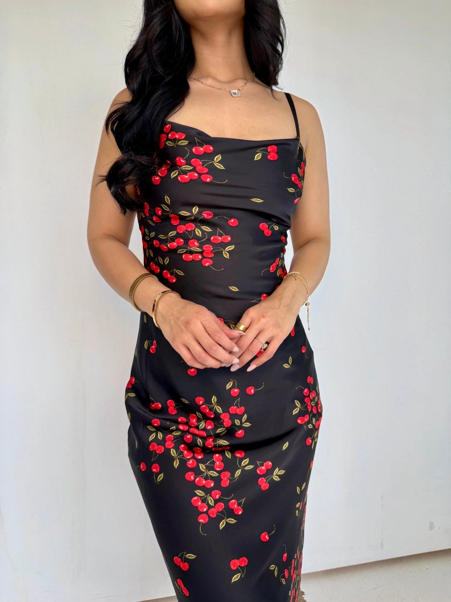 Cherry date maxi dress