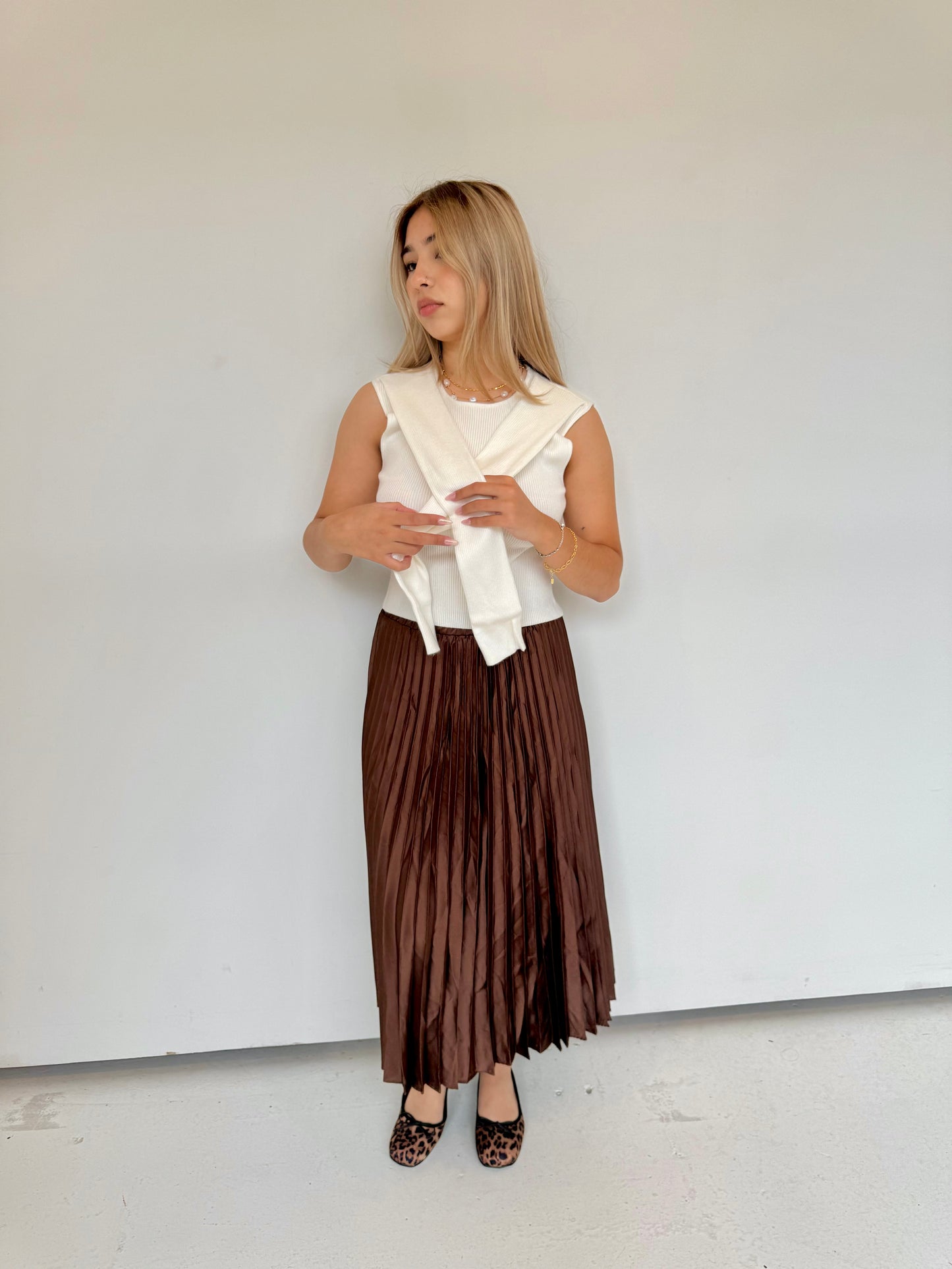 Elenor pleated silk skirt