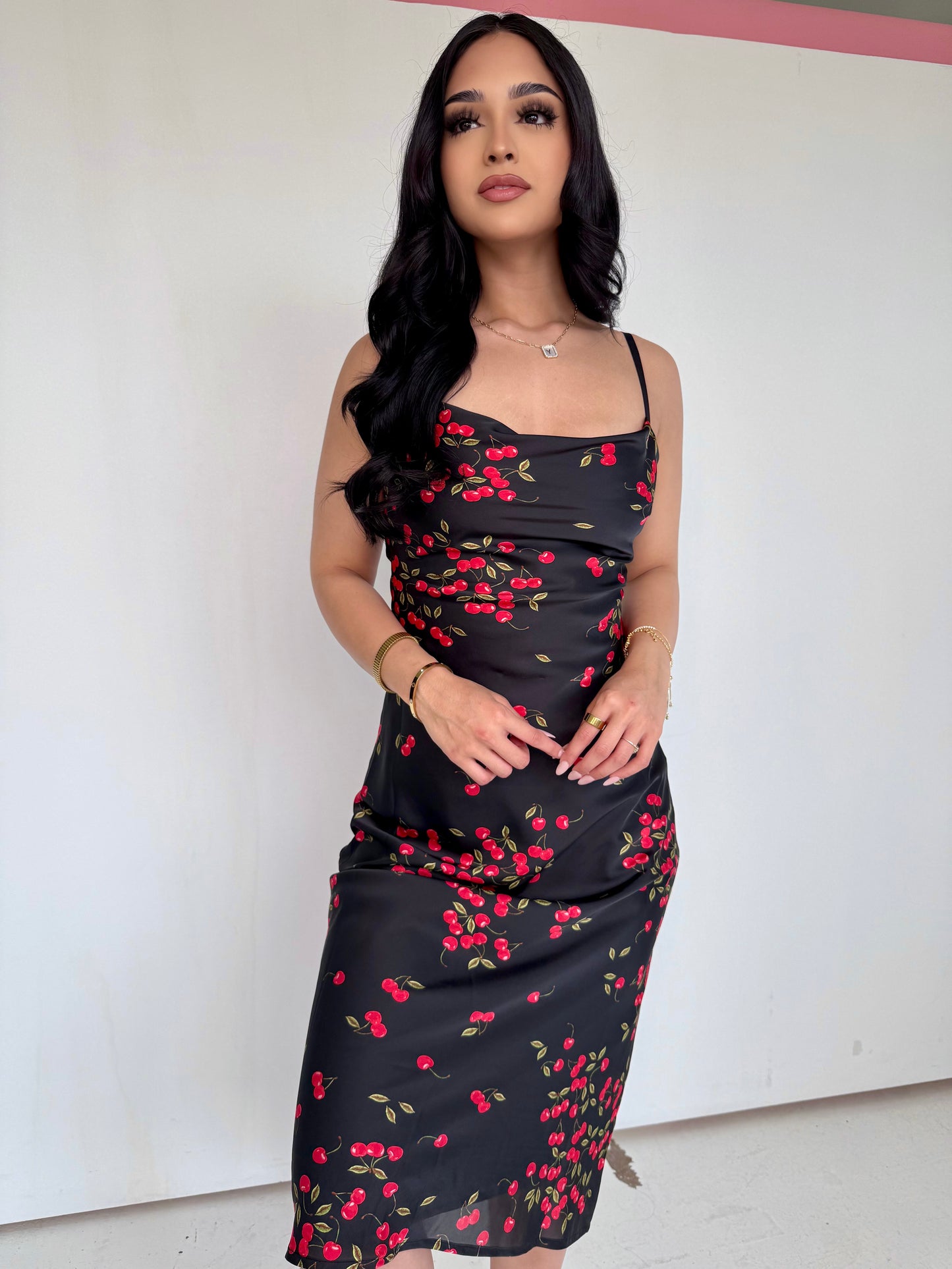 Cherry date maxi dress