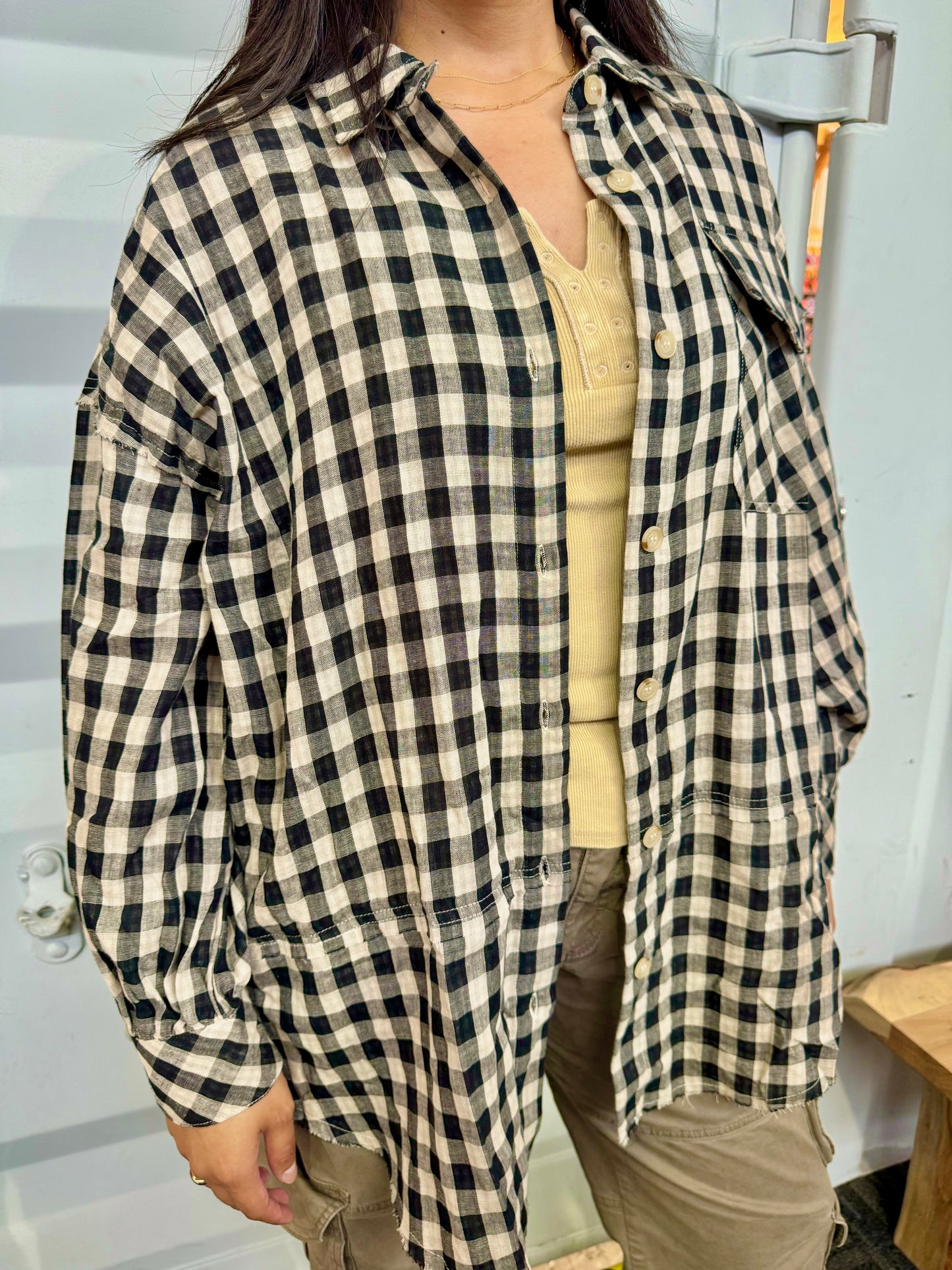 black throw on shirt