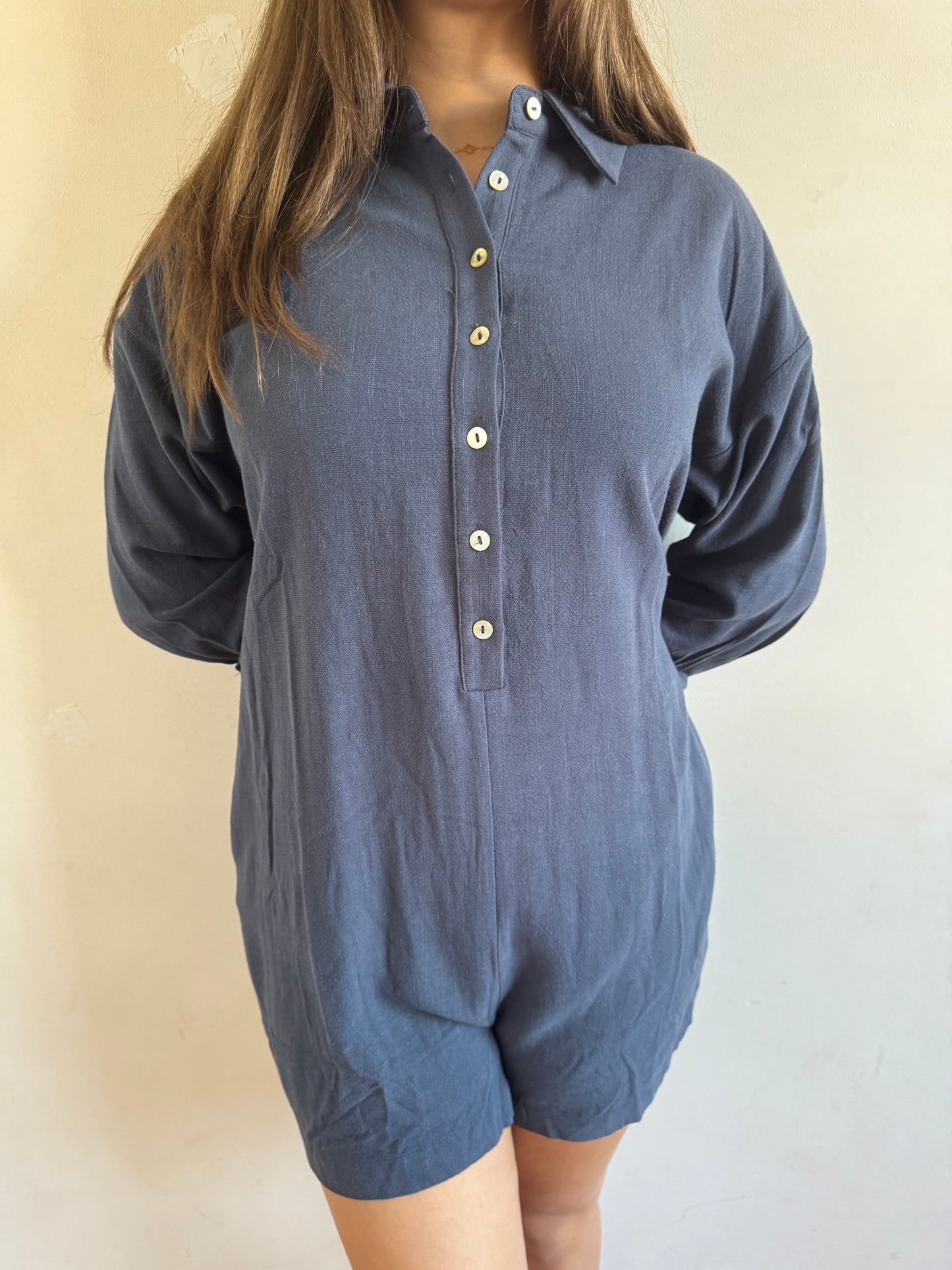 Natalia navy romper