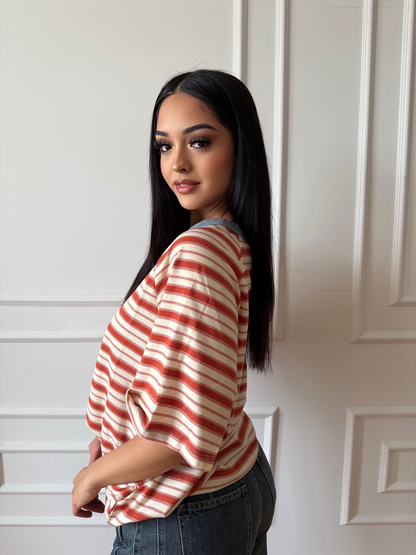 Anna brick stripe tee