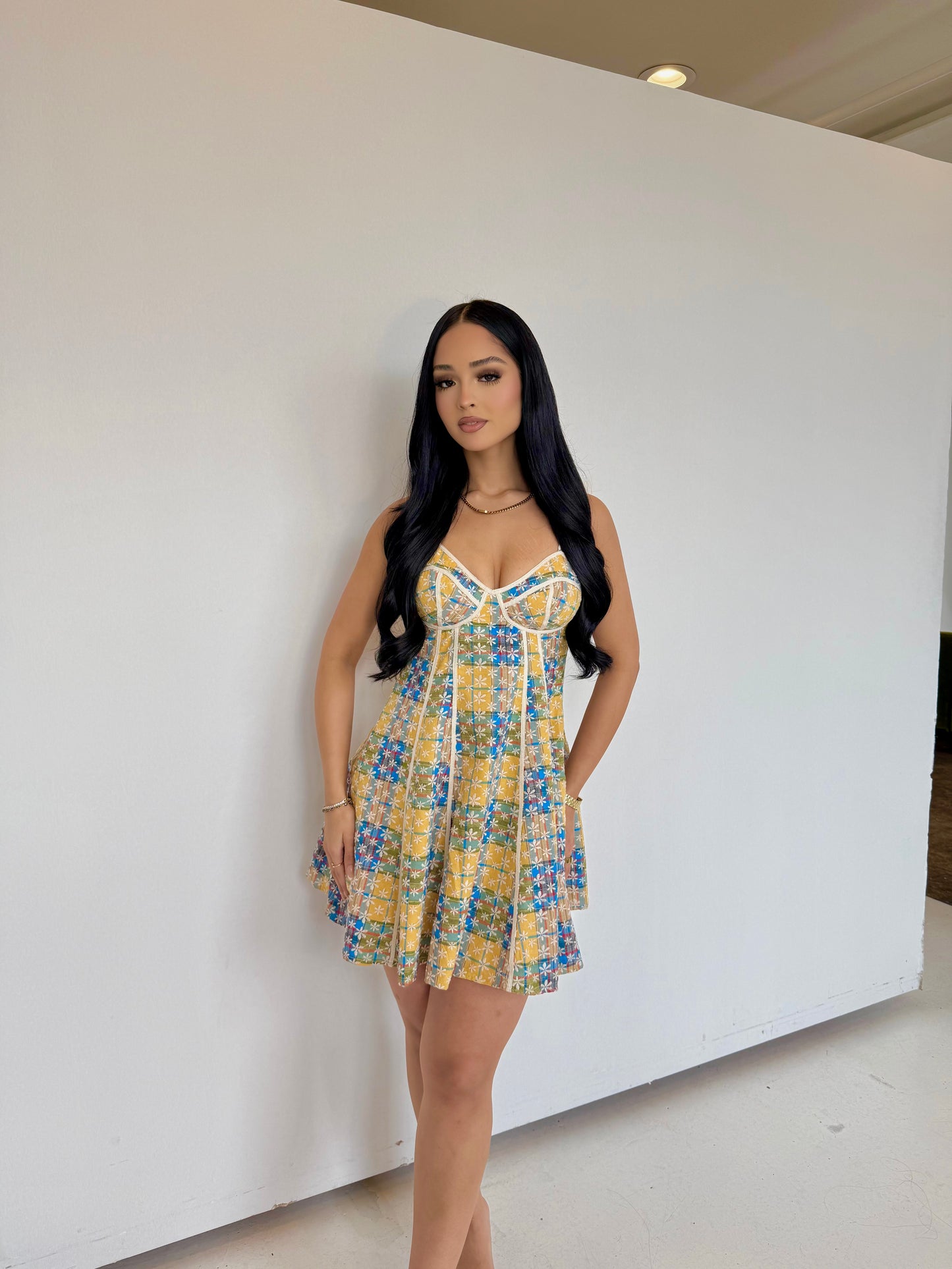 Multi embroidered mini dress