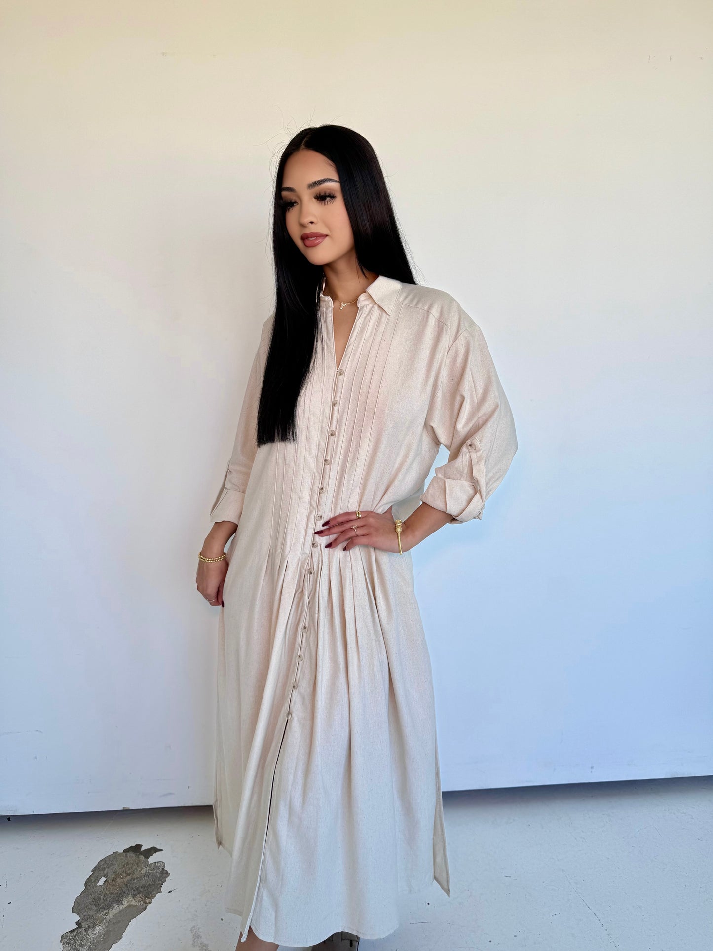 Oatmeal linen dress